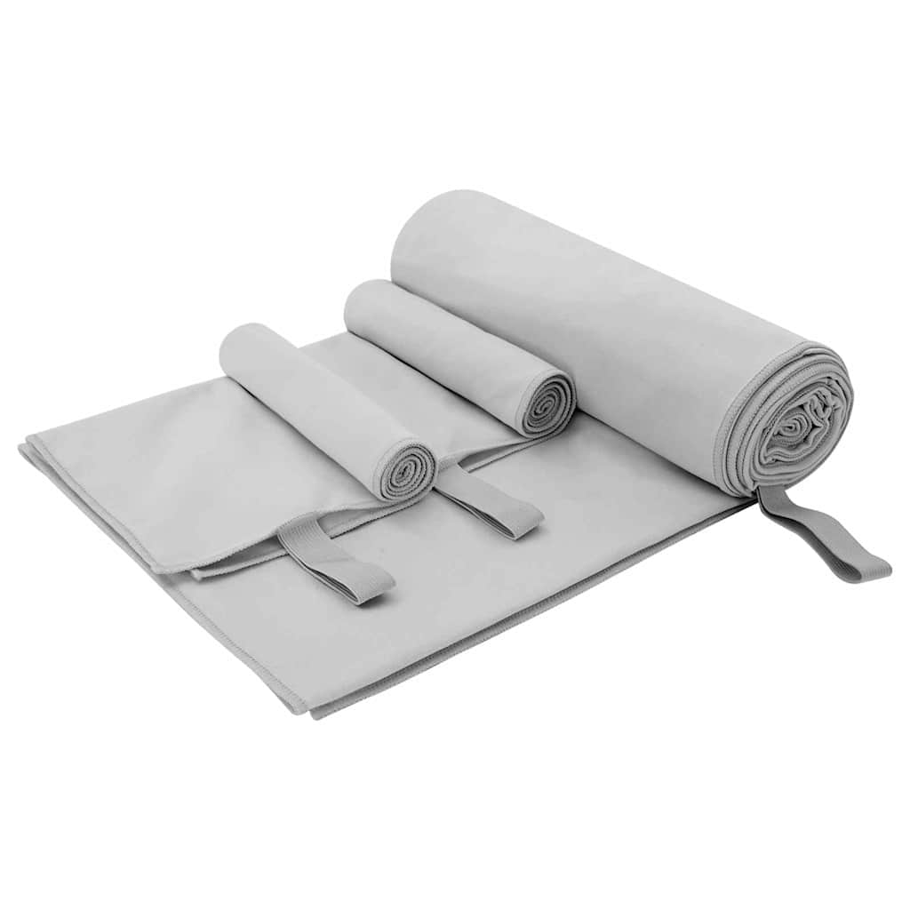 vidaXL Set van Sporthanddoeken 3 pcs Zwart Polyester en Polyamide
