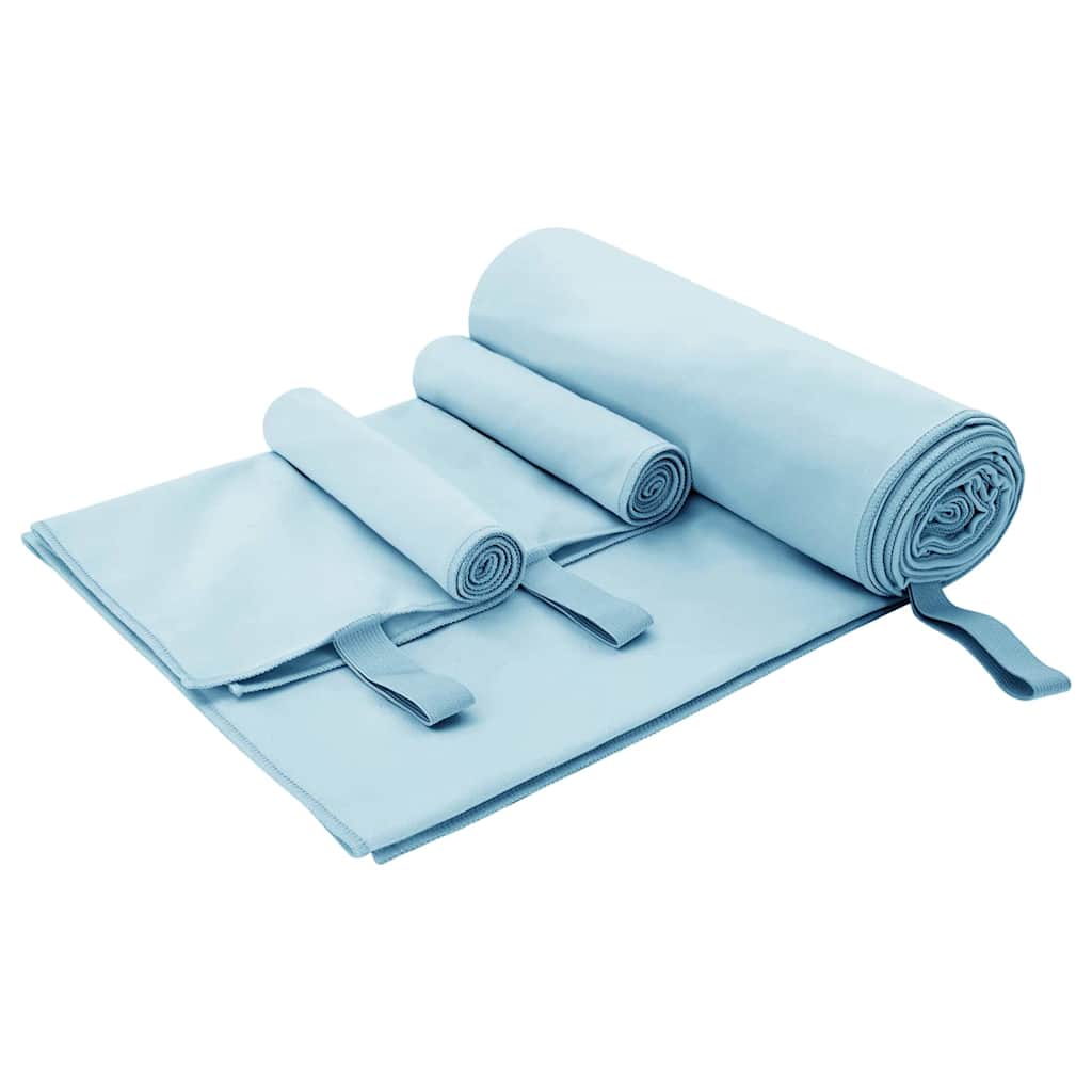 vidaXL Set van Sporthanddoeken 3 pcs Zwart Polyester en Polyamide