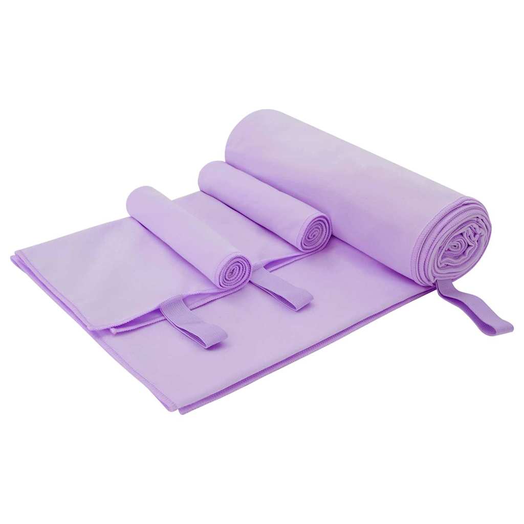 vidaXL Set van Sporthanddoeken 3 pcs Zwart Polyester en Polyamide