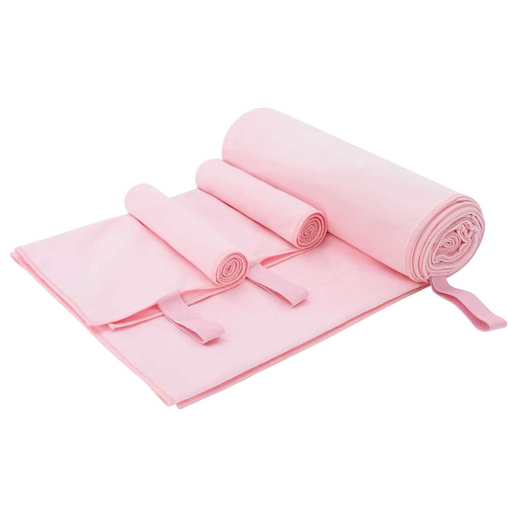 vidaXL Set van Sporthanddoeken 3 pcs Zwart Polyester en Polyamide