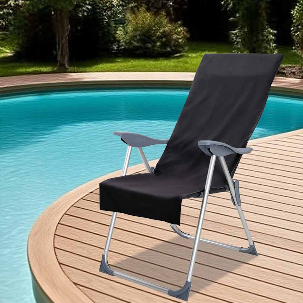 vidaXL Buiten Stoel Handdoeken 2 pcs Zwart 130 x 60 cm