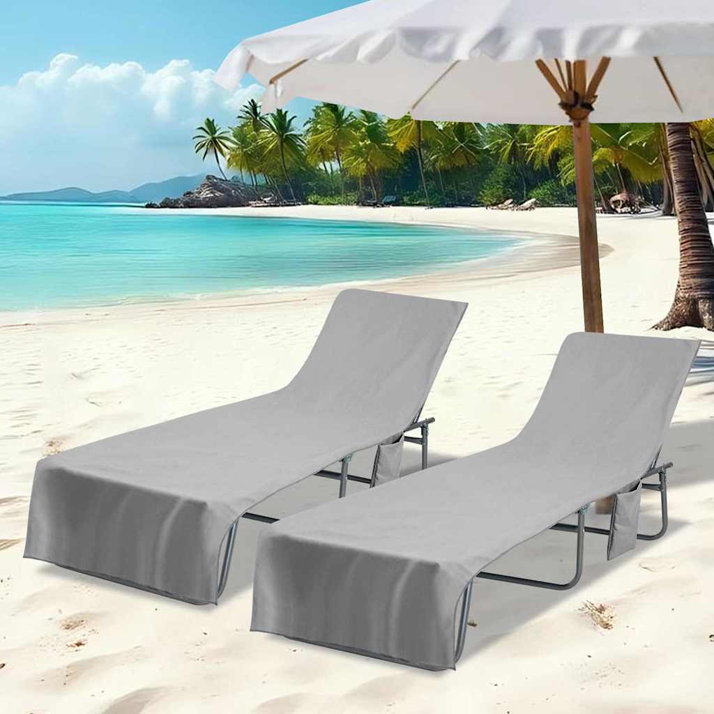vidaXL Ligbedhanddoeken 2 pcs Zwart 210 x 75 cm Polyester en Polyamide