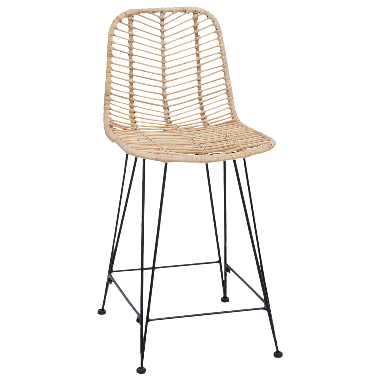 vidaXL Barkruk 2 pcs Naturel 44,5 x 54,5 x 97,5 cm Riet en IJzer
