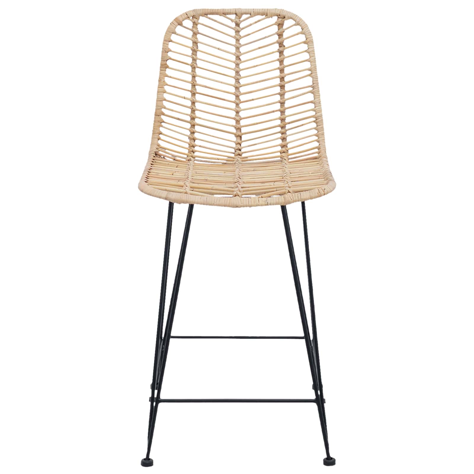 vidaXL Barkruk 2 pcs Naturel 44,5 x 54,5 x 97,5 cm Riet en IJzer