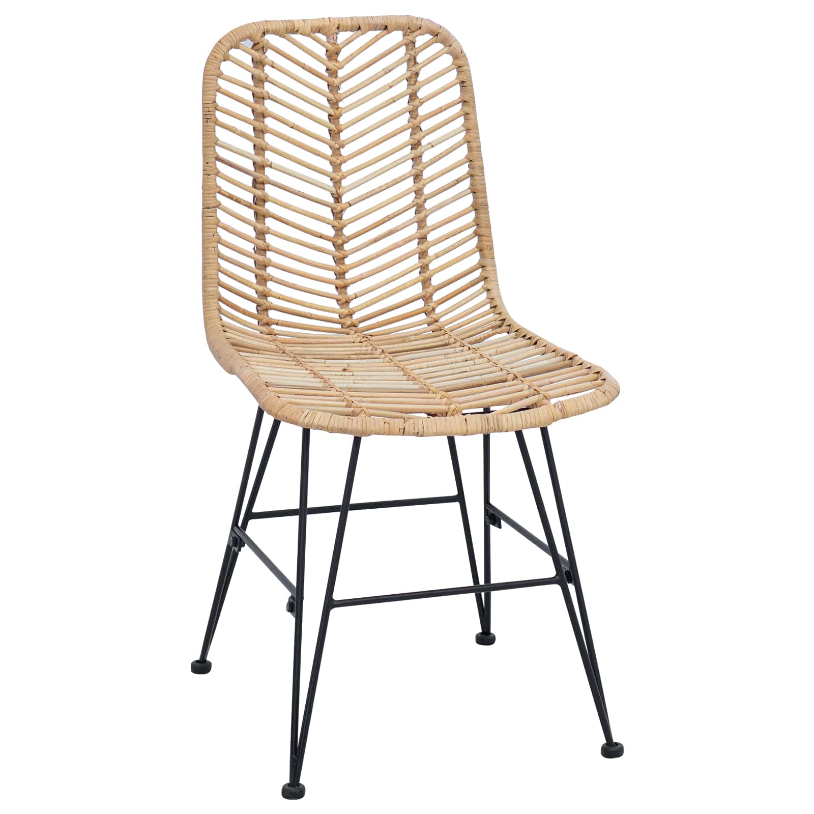 vidaXL Eetkamerstoel 2 pcs Naturel 44,5 x 55 x 85 cm Riet en IJzer