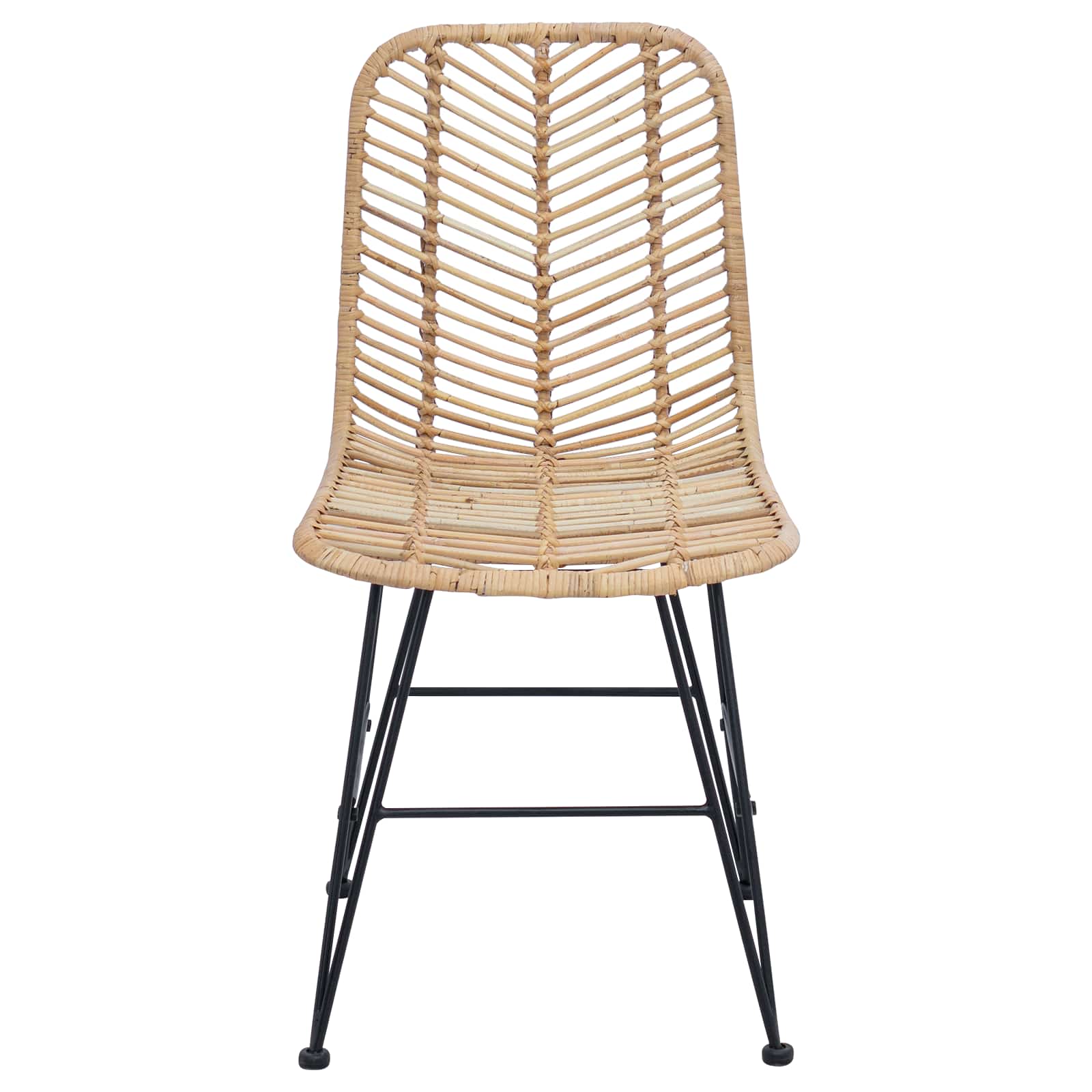 vidaXL Eetkamerstoel 2 pcs Naturel 44,5 x 55 x 85 cm Riet en IJzer