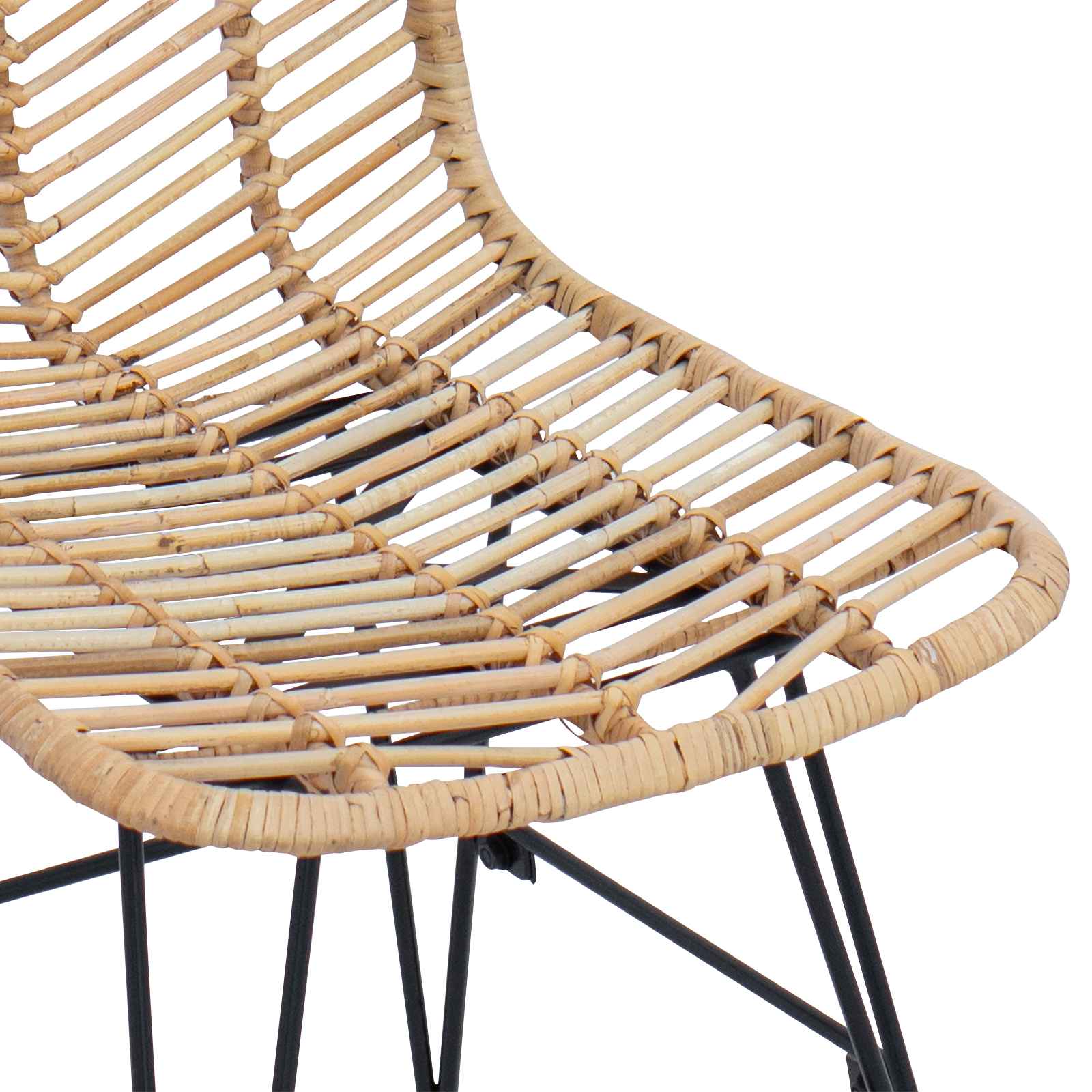 vidaXL Eetkamerstoel 2 pcs Naturel 44,5 x 55 x 85 cm Riet en IJzer