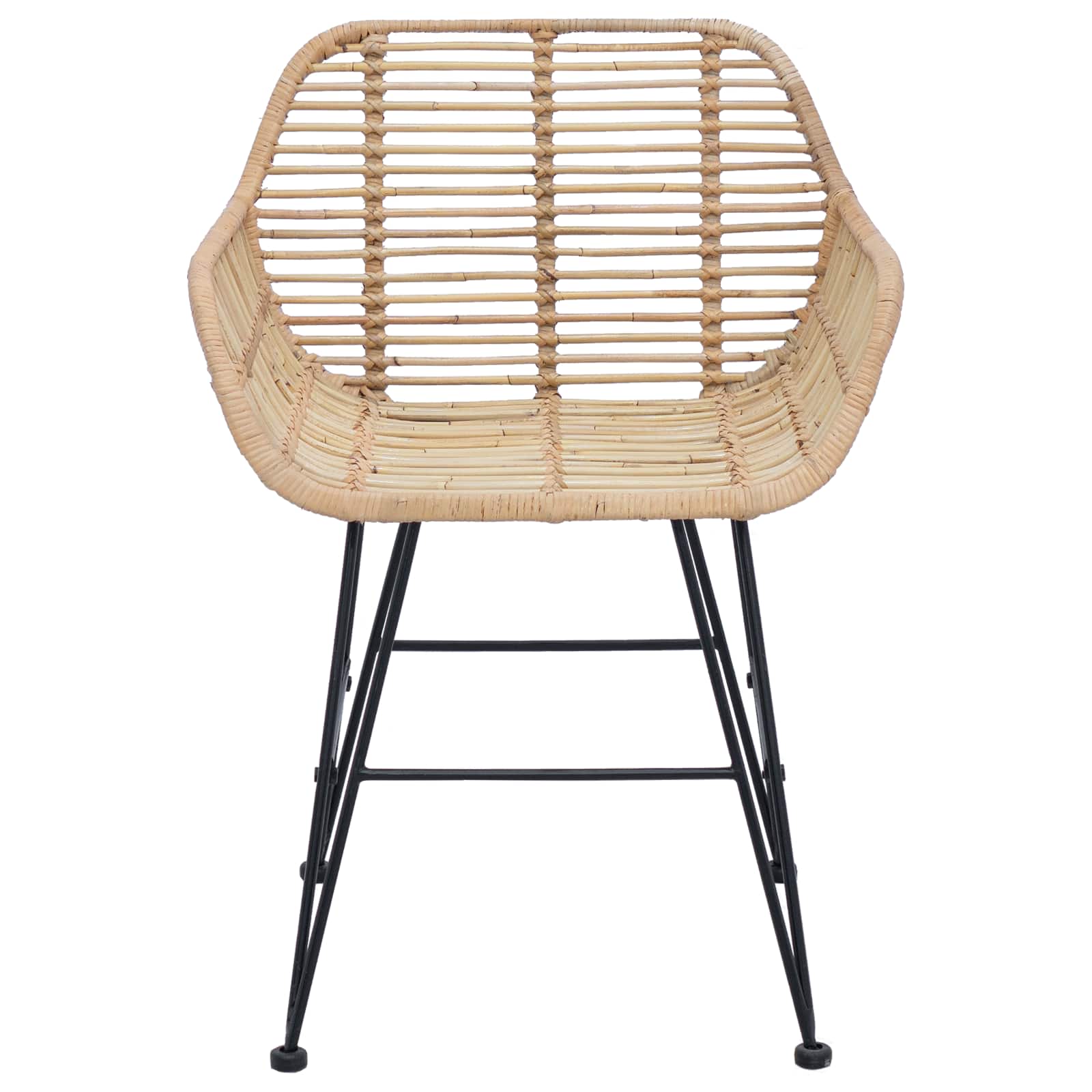 vidaXL Eetkamerstoel 2 pcs Naturel 55 x 50 x 74 cm Riet en IJzer