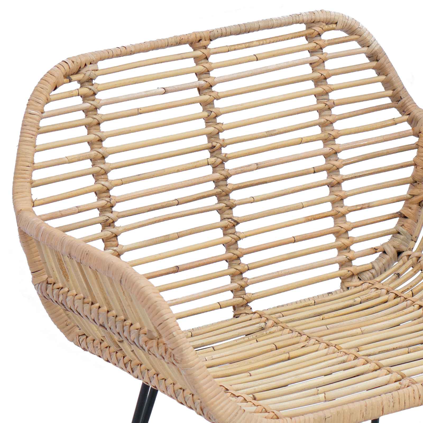 vidaXL Eetkamerstoel 2 pcs Naturel 55 x 50 x 74 cm Riet en IJzer