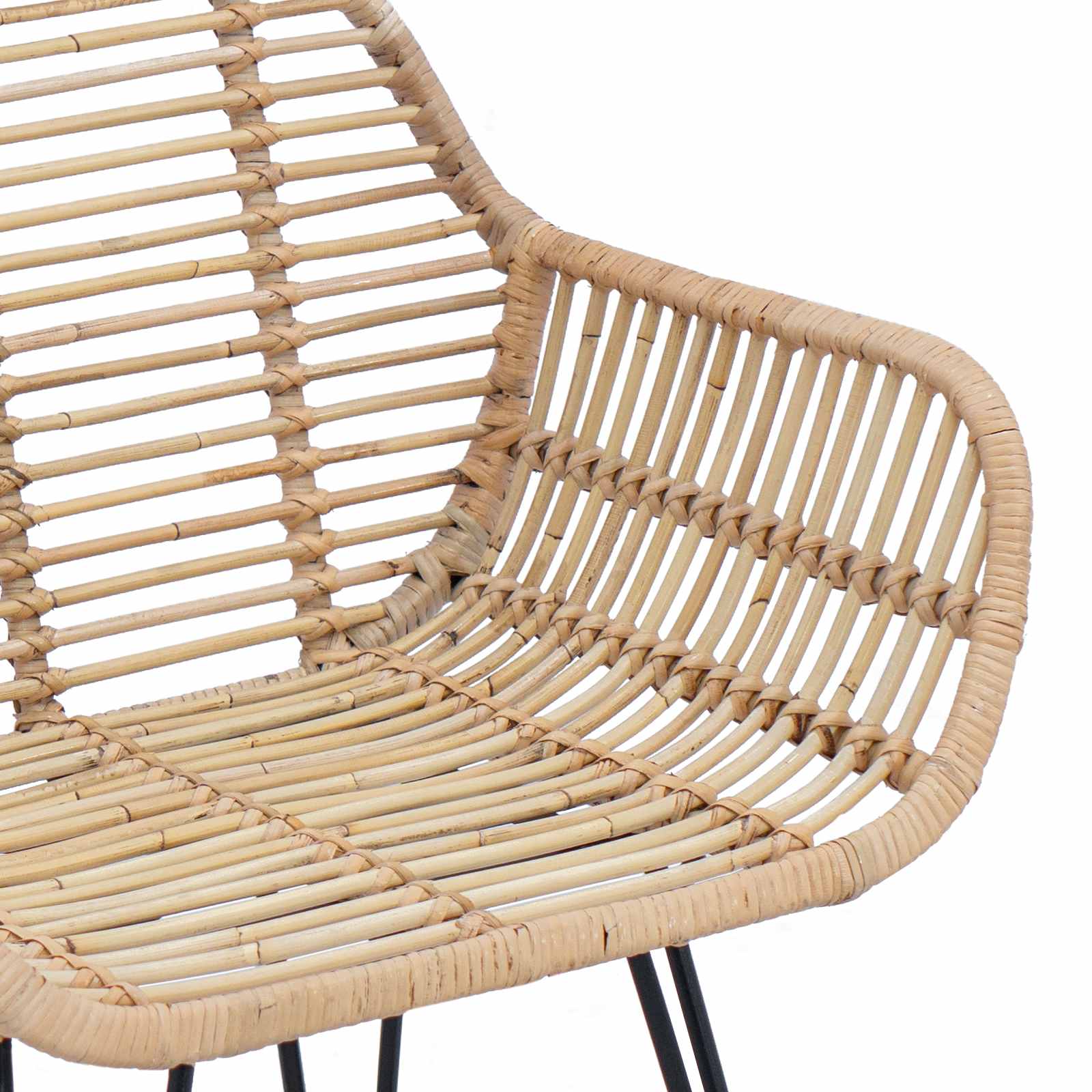 vidaXL Eetkamerstoel 2 pcs Naturel 55 x 50 x 74 cm Riet en IJzer