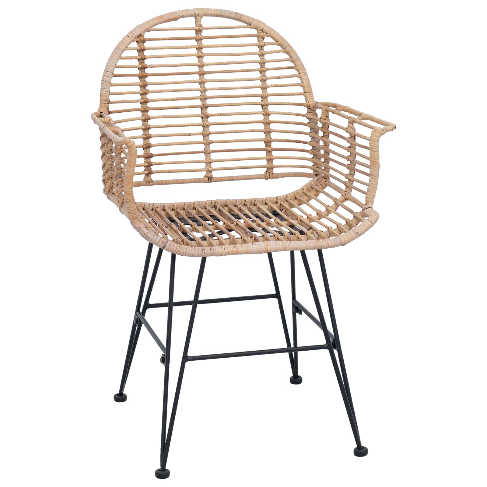 vidaXL Eetkamerstoel 2 pcs Naturel 57 x 54,5 x 85 cm Riet en IJzer