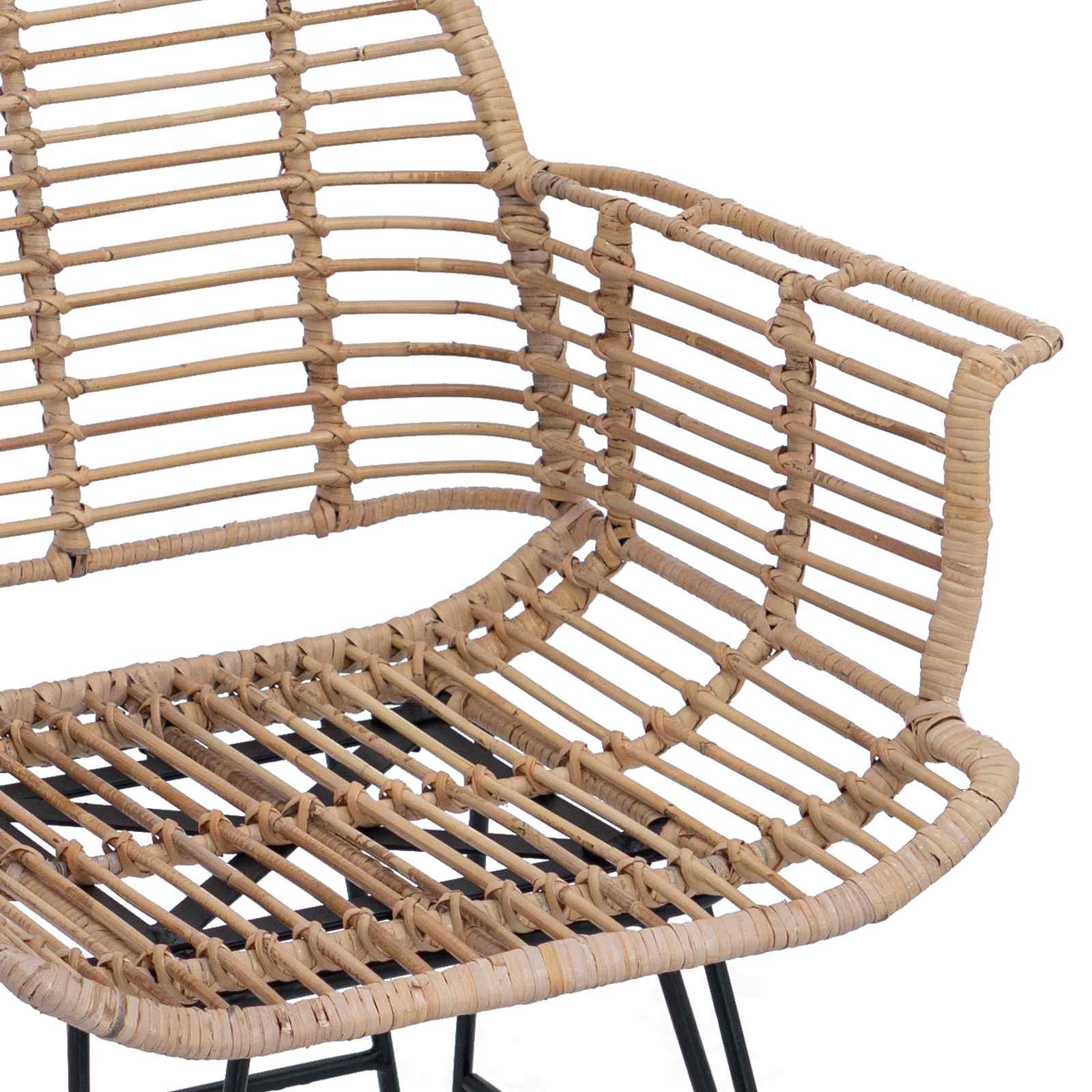 vidaXL Eetkamerstoel 2 pcs Naturel 57 x 54,5 x 85 cm Riet en IJzer