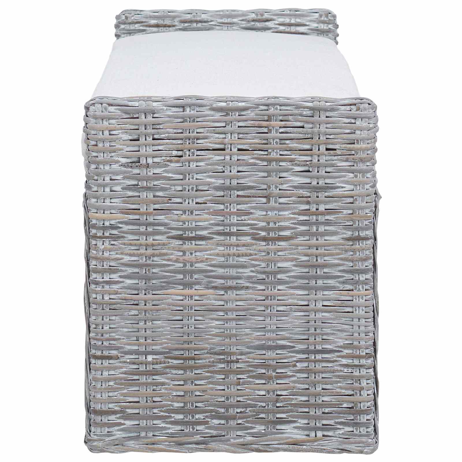 vidaXL Opslagbank met kussen Wit gewassen 110 x 40 x 50 cm Rattan
