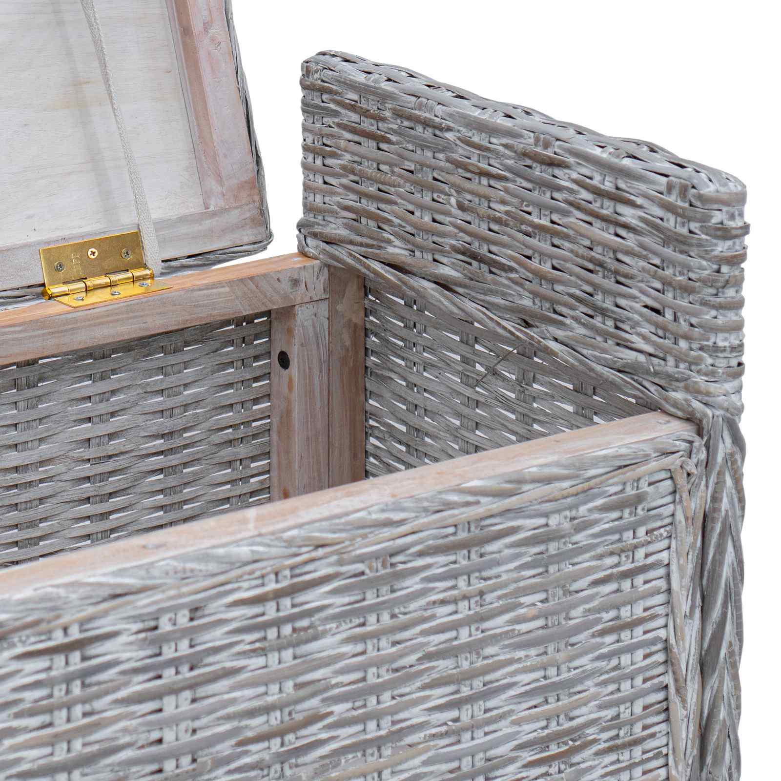 vidaXL Opslagbank met kussen Wit gewassen 110 x 40 x 50 cm Rattan