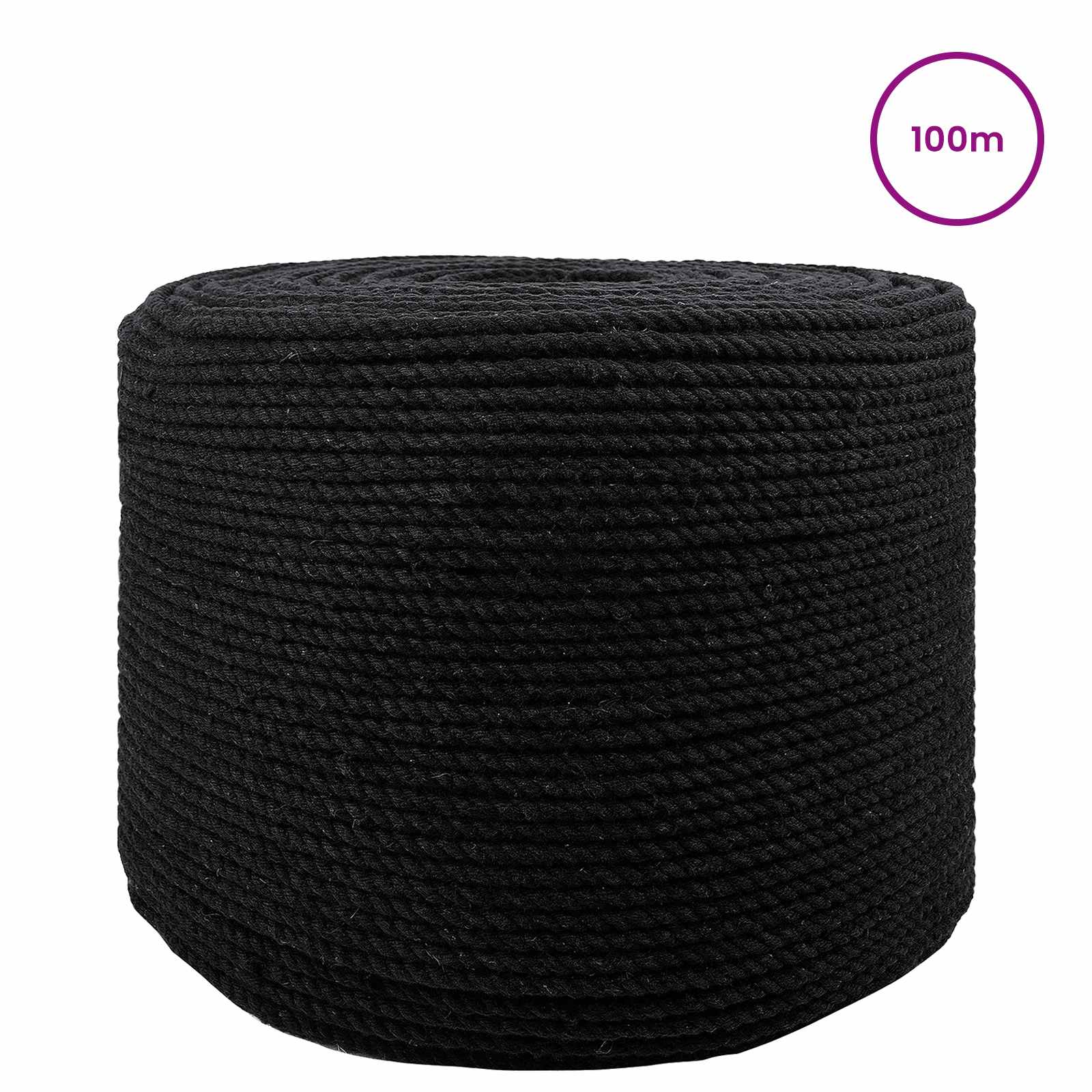 vidaXL Touw 2 pcs Zwart Katoen