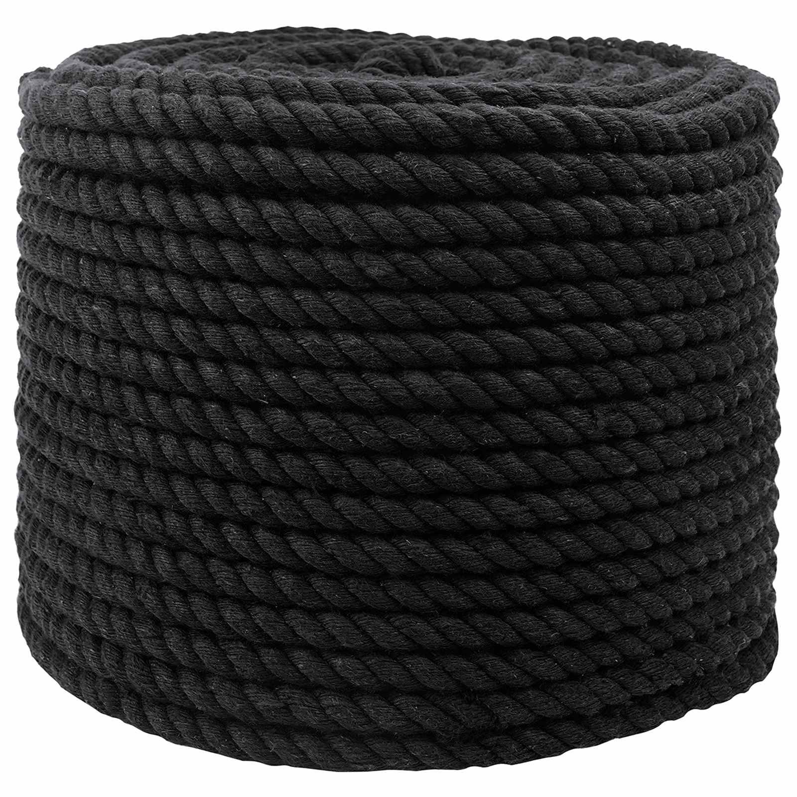 vidaXL Touw 2 pcs Zwart Katoen