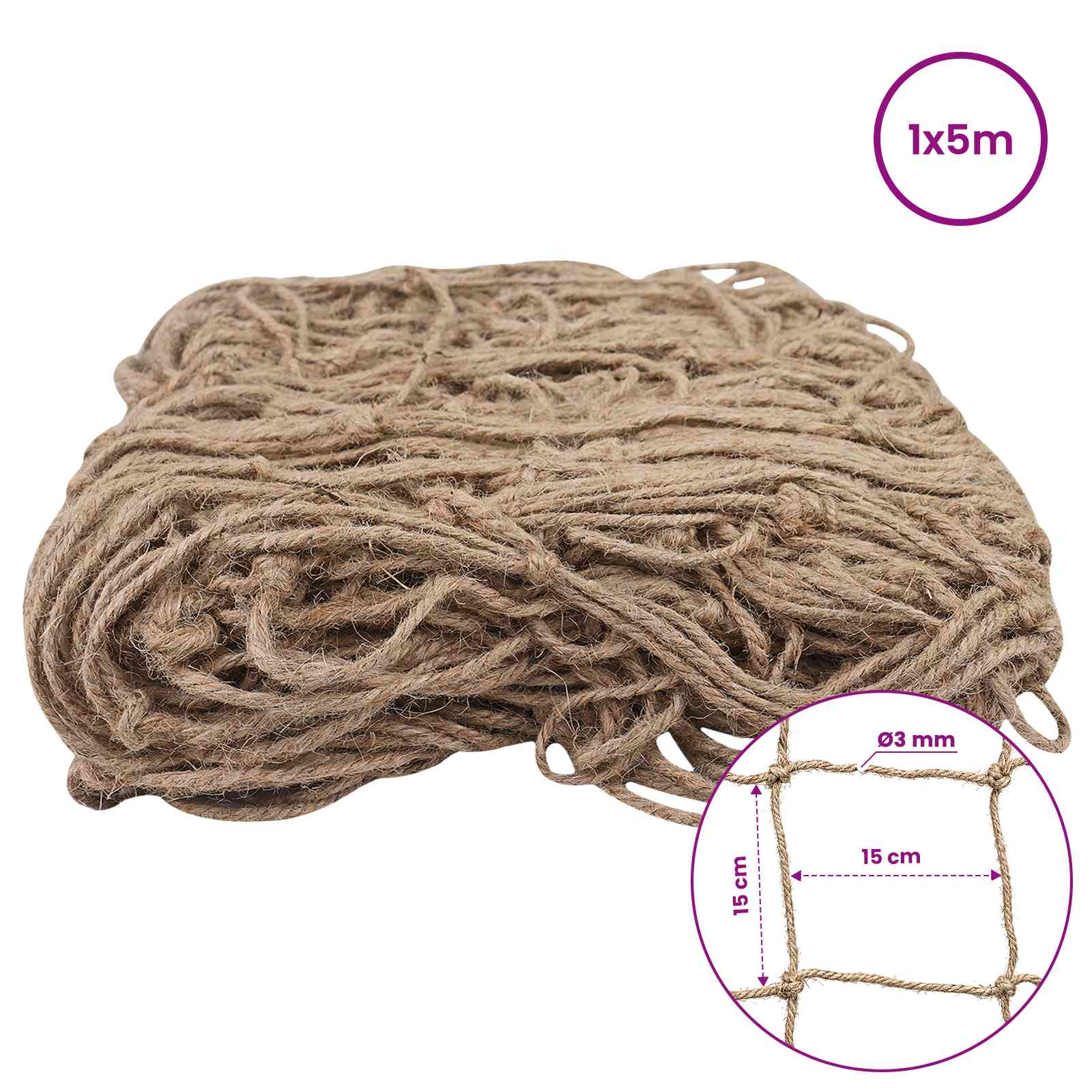 vidaXL Jute plantensteun netting Naturel 1 x 5 m 100% Tossa Jute