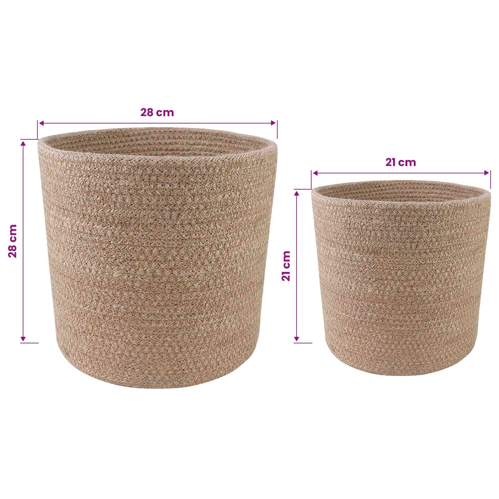 vidaXL Plantenpot Set 2 pcs Naturel Ø 28 x 28 cm 100% Tossa Jute