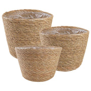 vidaXL Zeegras Plantenmanden 3 pcs Naturel Ø26 x 19 cm 100% Zeegras