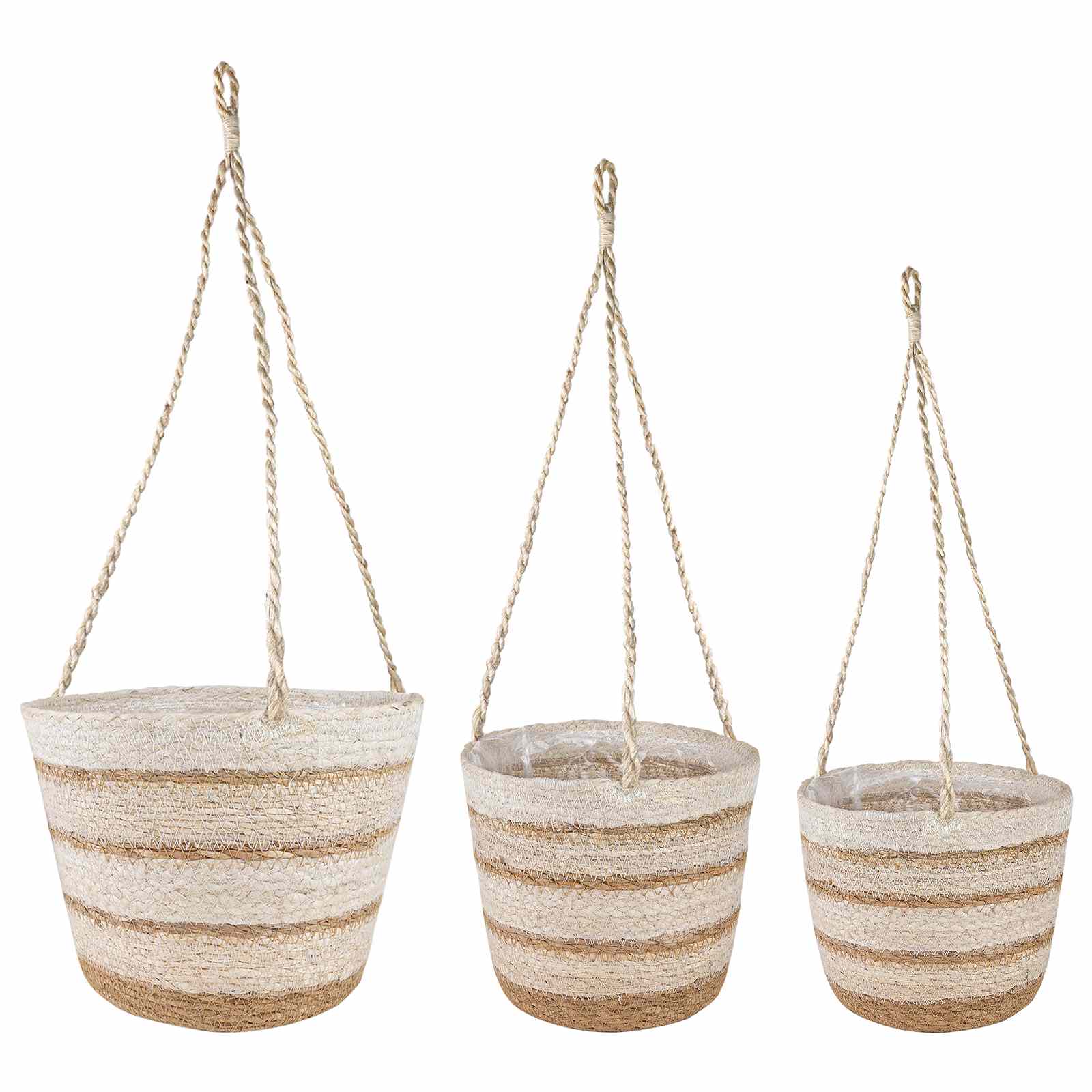 vidaXL Zeegras Plantenmanden 3 pcs Naturel Ø26 x 19 cm 100% Zeegras