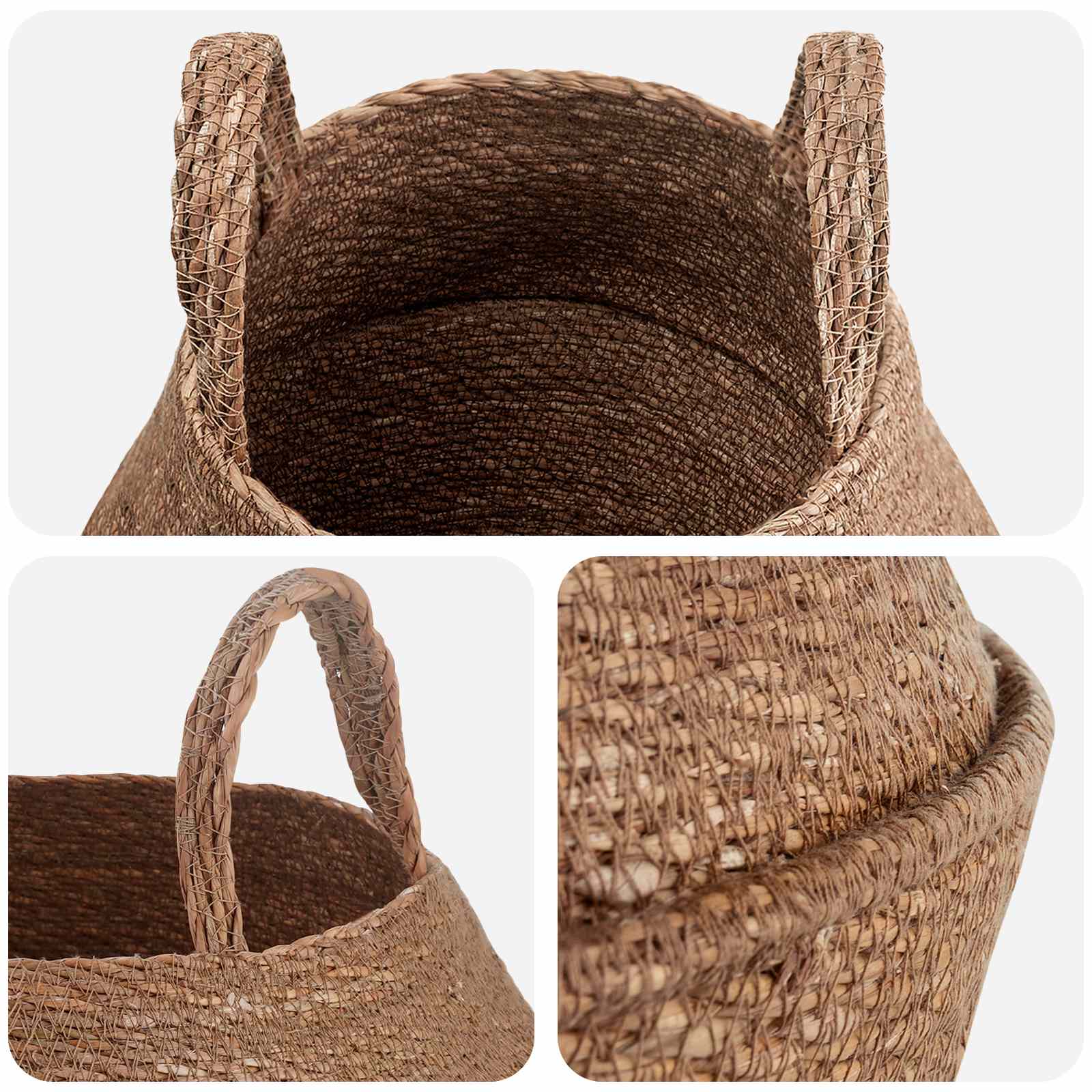 vidaXL Plantenpot met handvatten Naturel Ø 22 x 20 cm 100% Zeegras