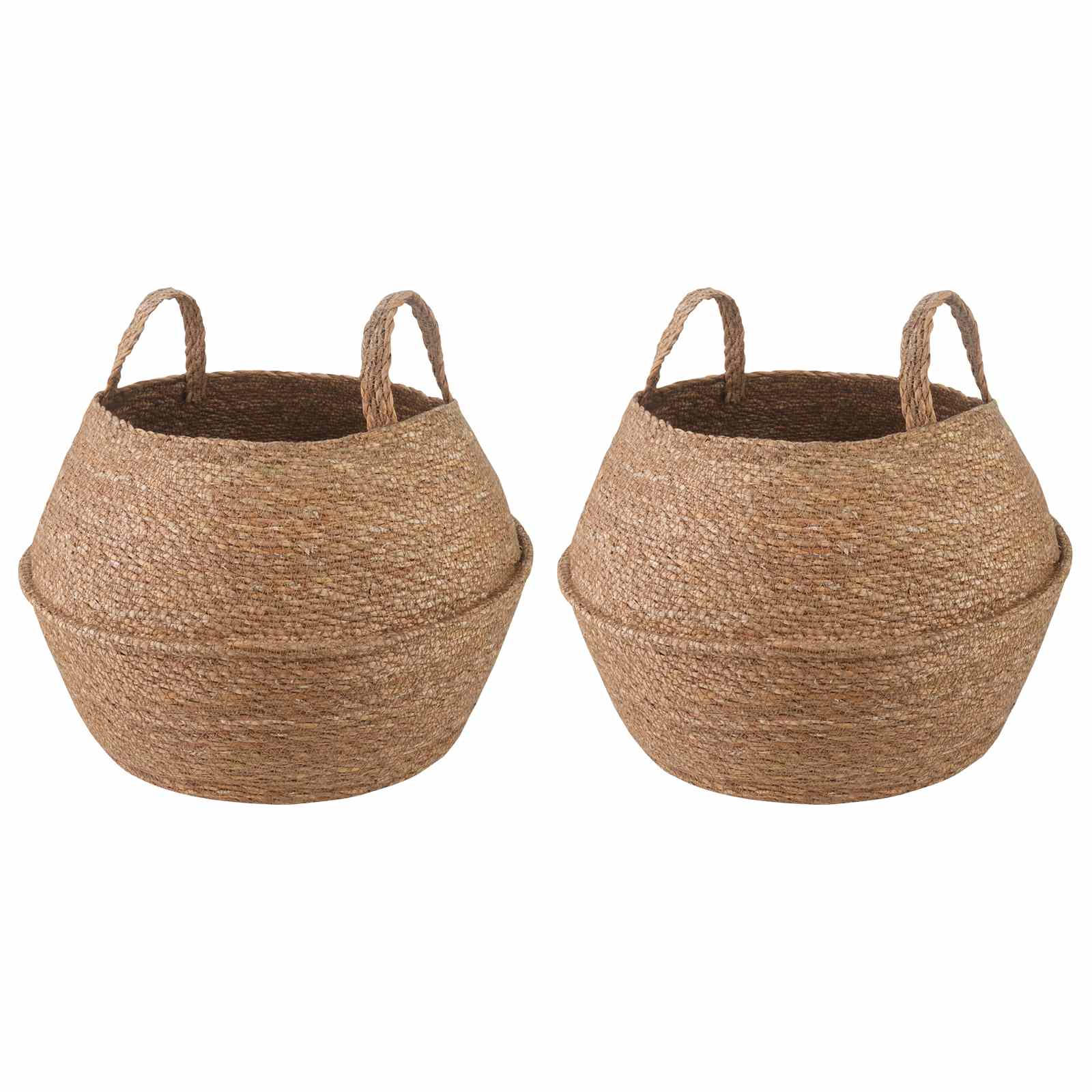 vidaXL Plantenpot met handvatten Naturel Ø 22 x 20 cm 100% Zeegras