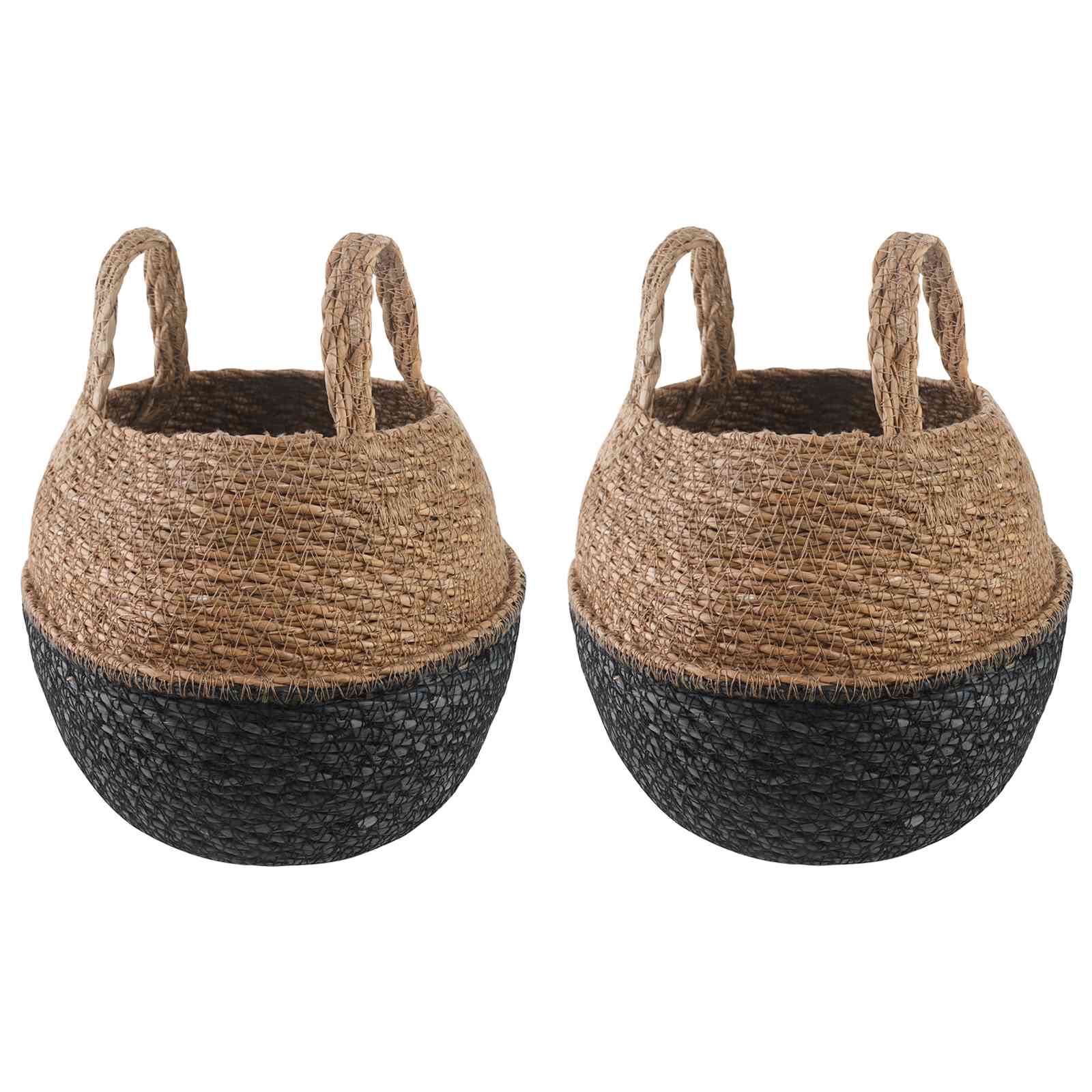 vidaXL Plantenpot met handvatten Naturel Ø 22 x 20 cm 100% Zeegras