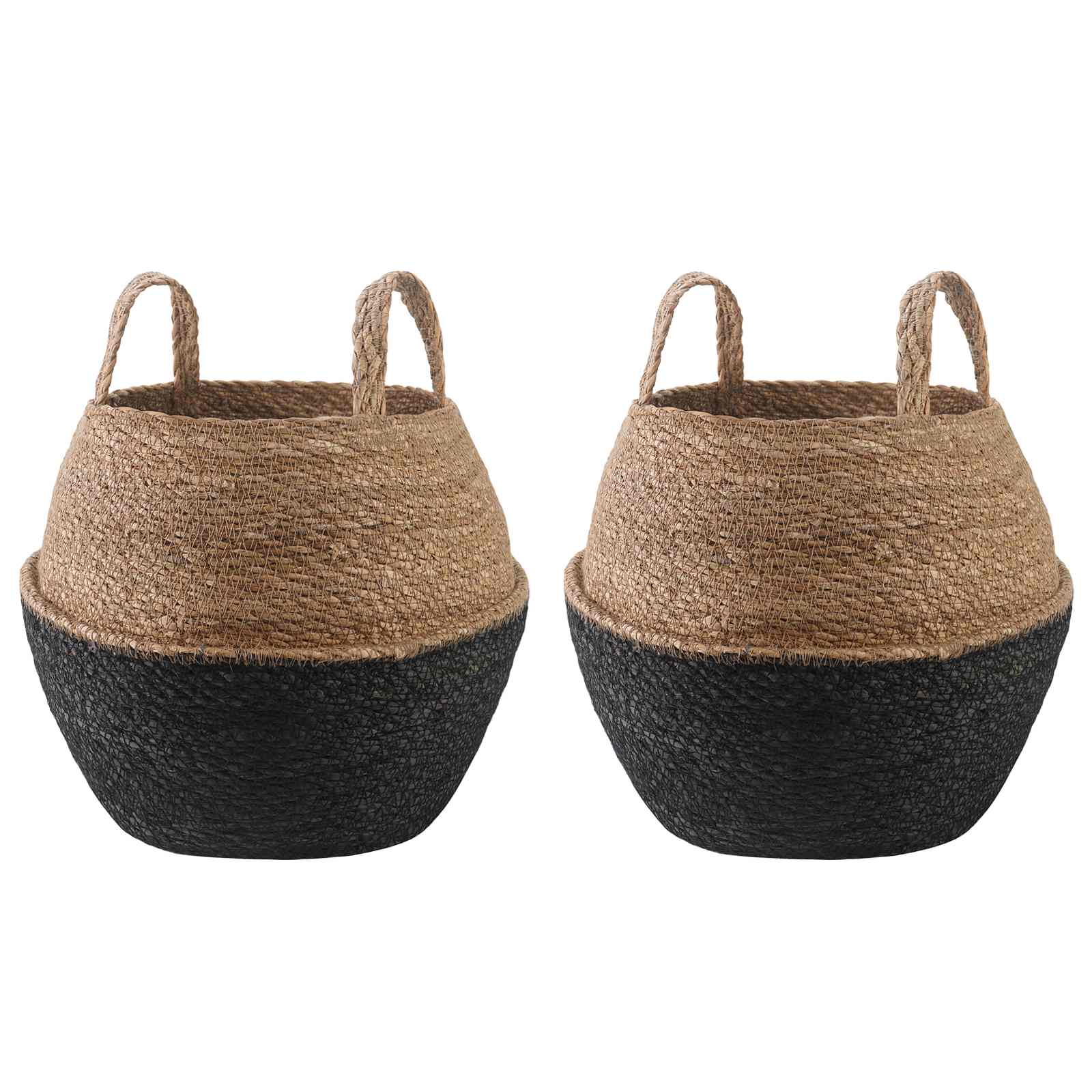 vidaXL Plantenpot met handvatten Naturel Ø 22 x 20 cm 100% Zeegras