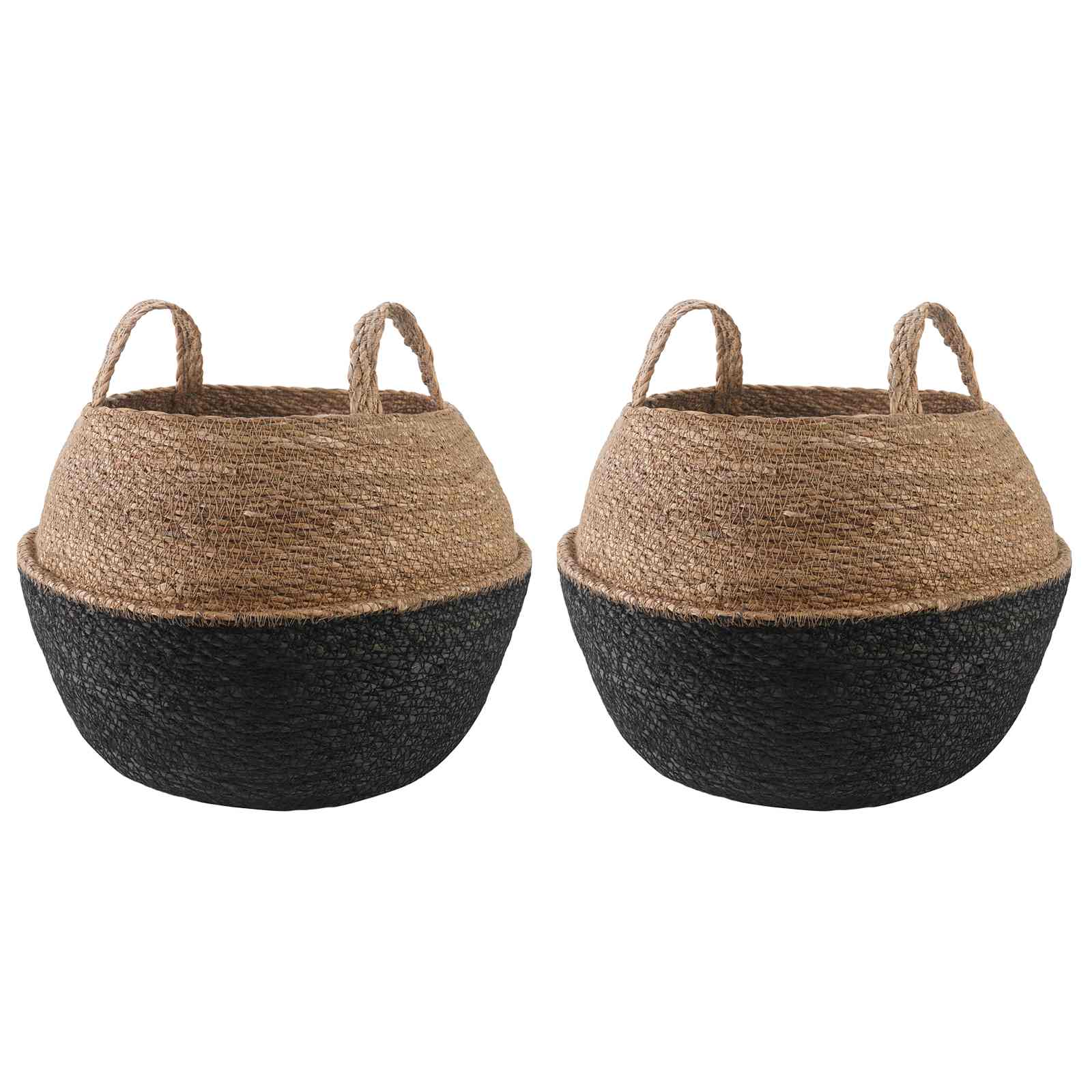 vidaXL Plantenpot met handvatten Naturel Ø 22 x 20 cm 100% Zeegras