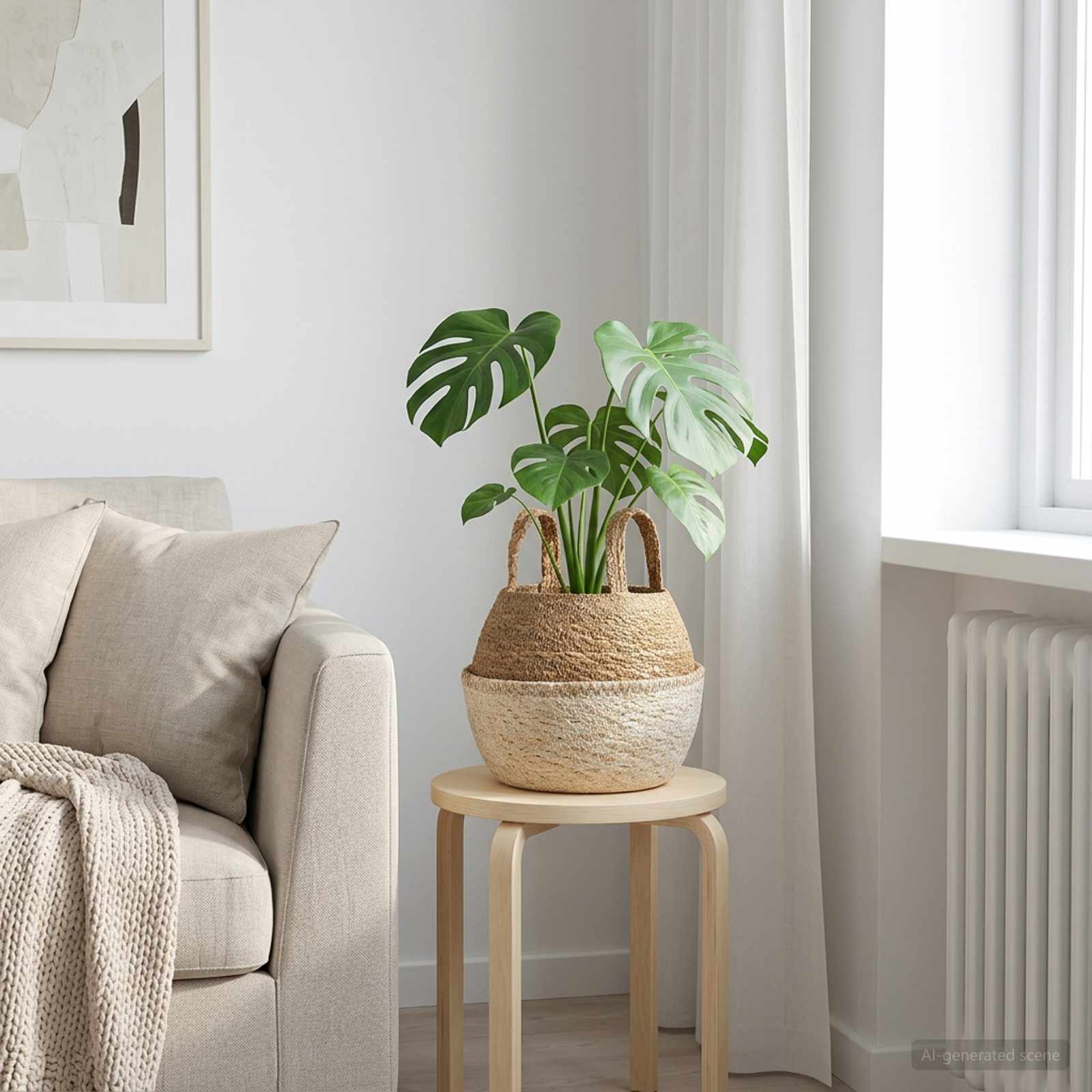vidaXL Plantenpot met handvatten Naturel Ø 22 x 20 cm 100% Zeegras
