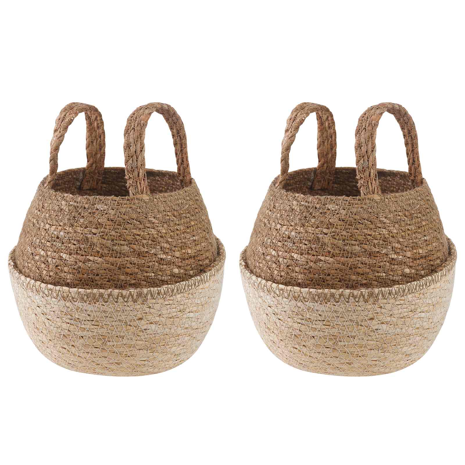 vidaXL Plantenpot met handvatten Naturel Ø 22 x 20 cm 100% Zeegras