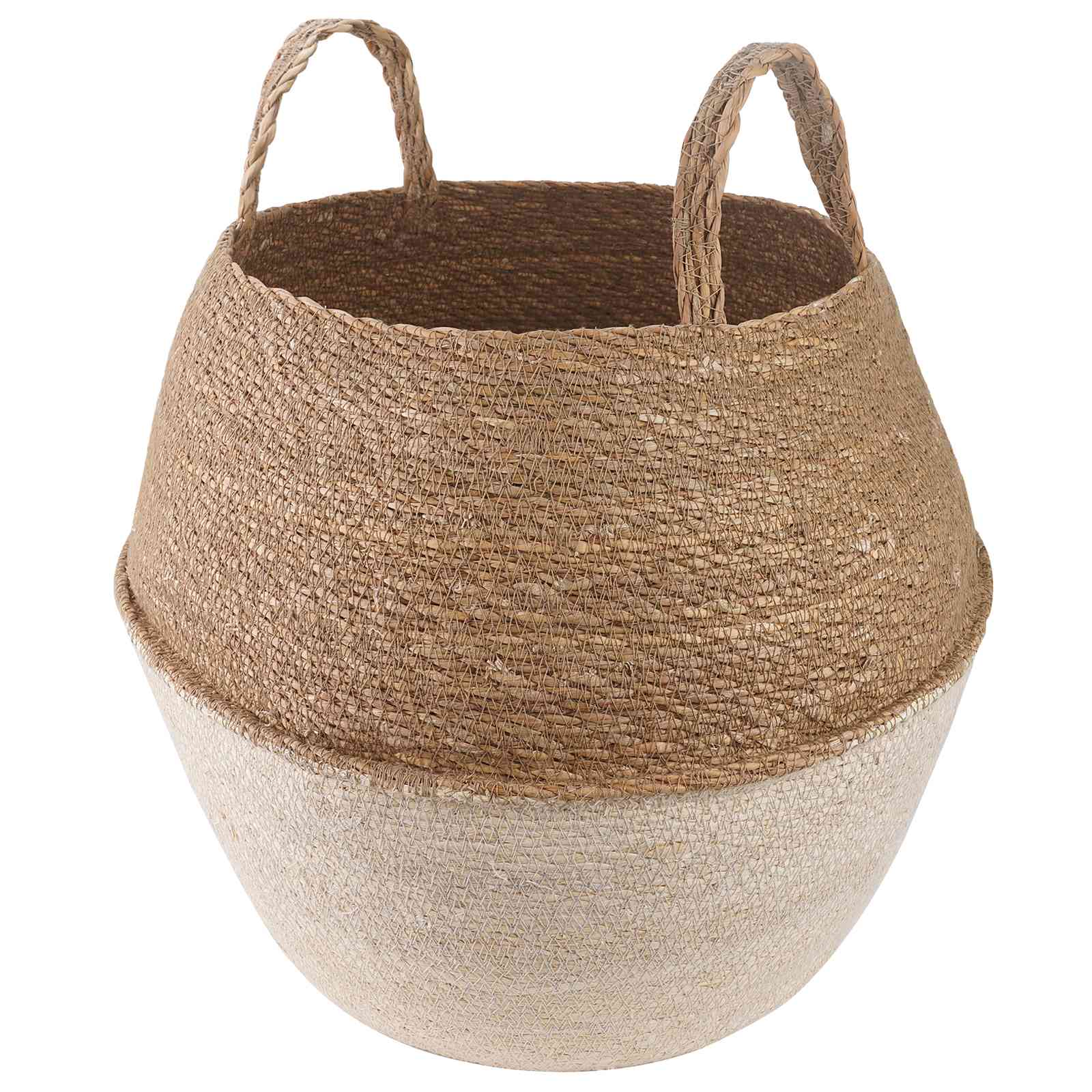 vidaXL Plantenpot met handvatten Naturel Ø 22 x 20 cm 100% Zeegras