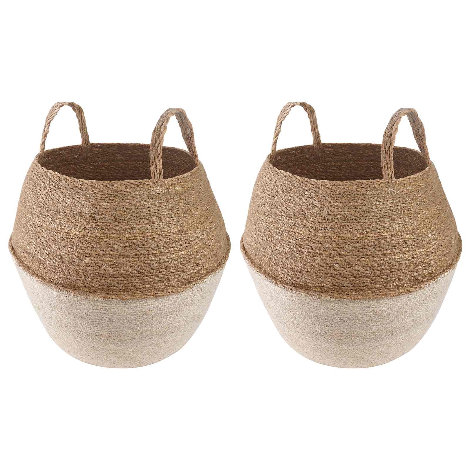 vidaXL Plantenpot met handvatten Naturel Ø 22 x 20 cm 100% Zeegras