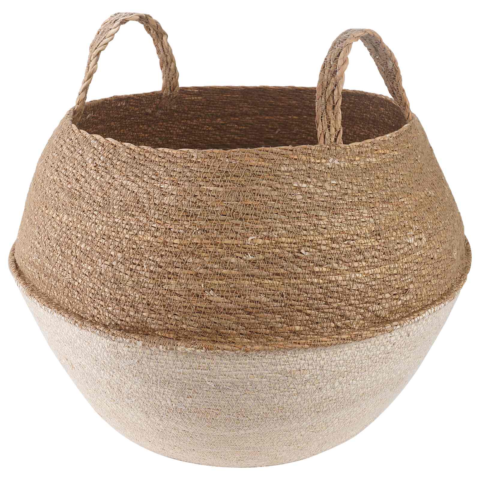 vidaXL Plantenpot met handvatten Naturel Ø 22 x 20 cm 100% Zeegras