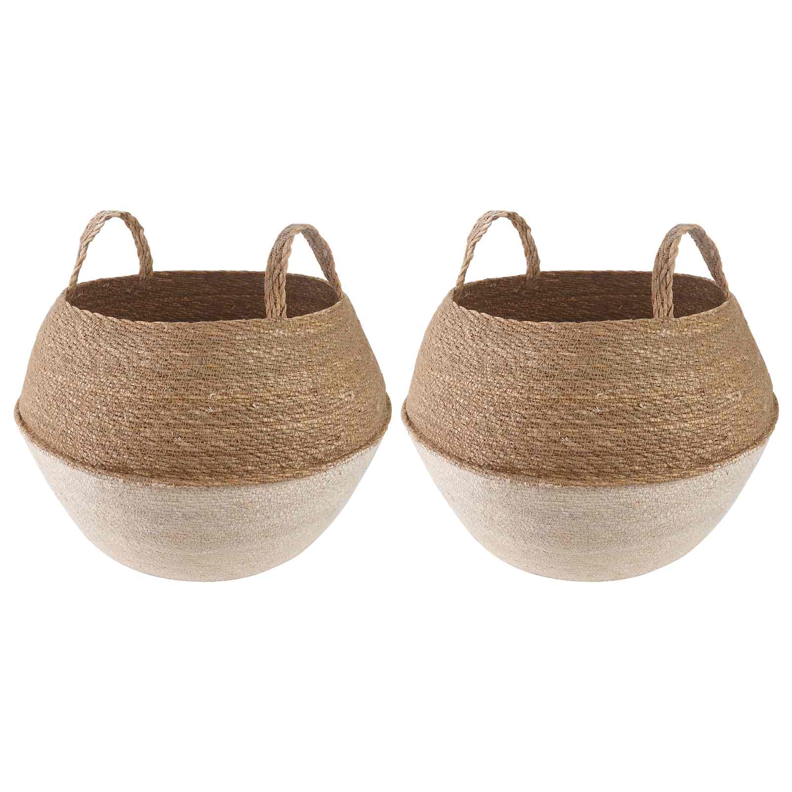vidaXL Plantenpot met handvatten Naturel Ø 22 x 20 cm 100% Zeegras