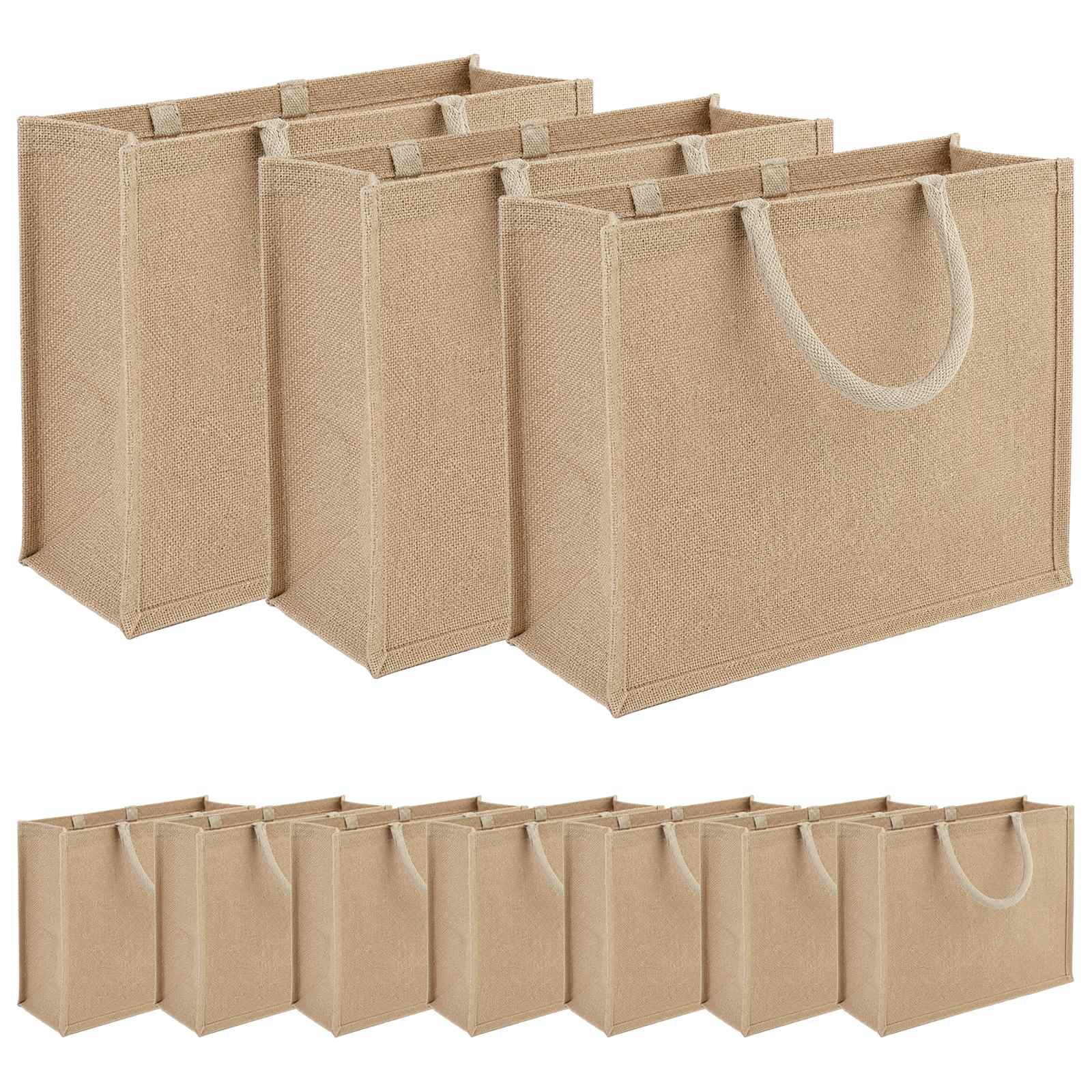 vidaXL Jute handtassen 10 pcs Naturel 42 x 33 x 19 cm 100% Tossa Jute