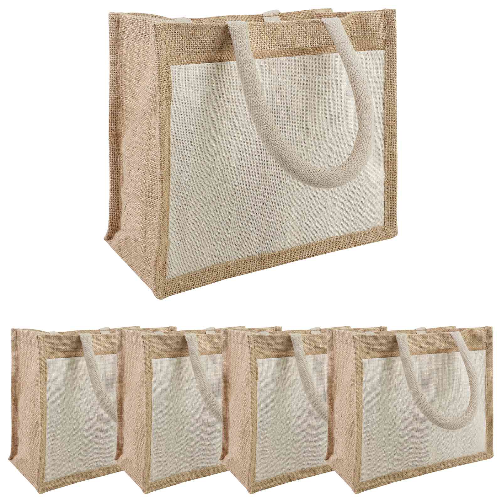 vidaXL Jute handtassen met zak 5 Natuurlijk en Wit 26 x 22 x 14 cm