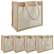 vidaXL Jute handtassen met zak 5 Natuurlijk en Wit 26 x 22 x 14 cm