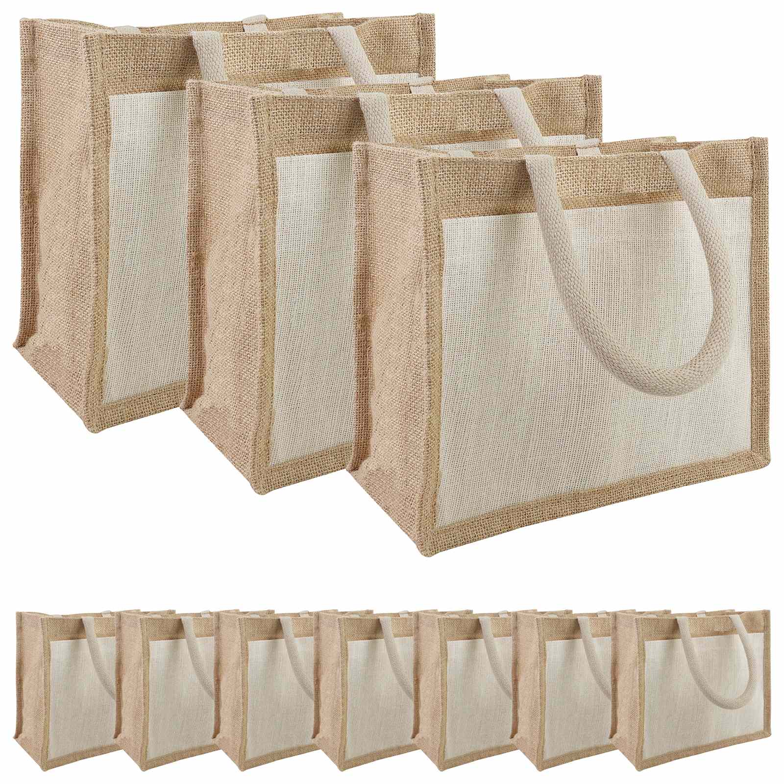 vidaXL Jute handtassen met zak 5 Natuurlijk en Wit 26 x 22 x 14 cm