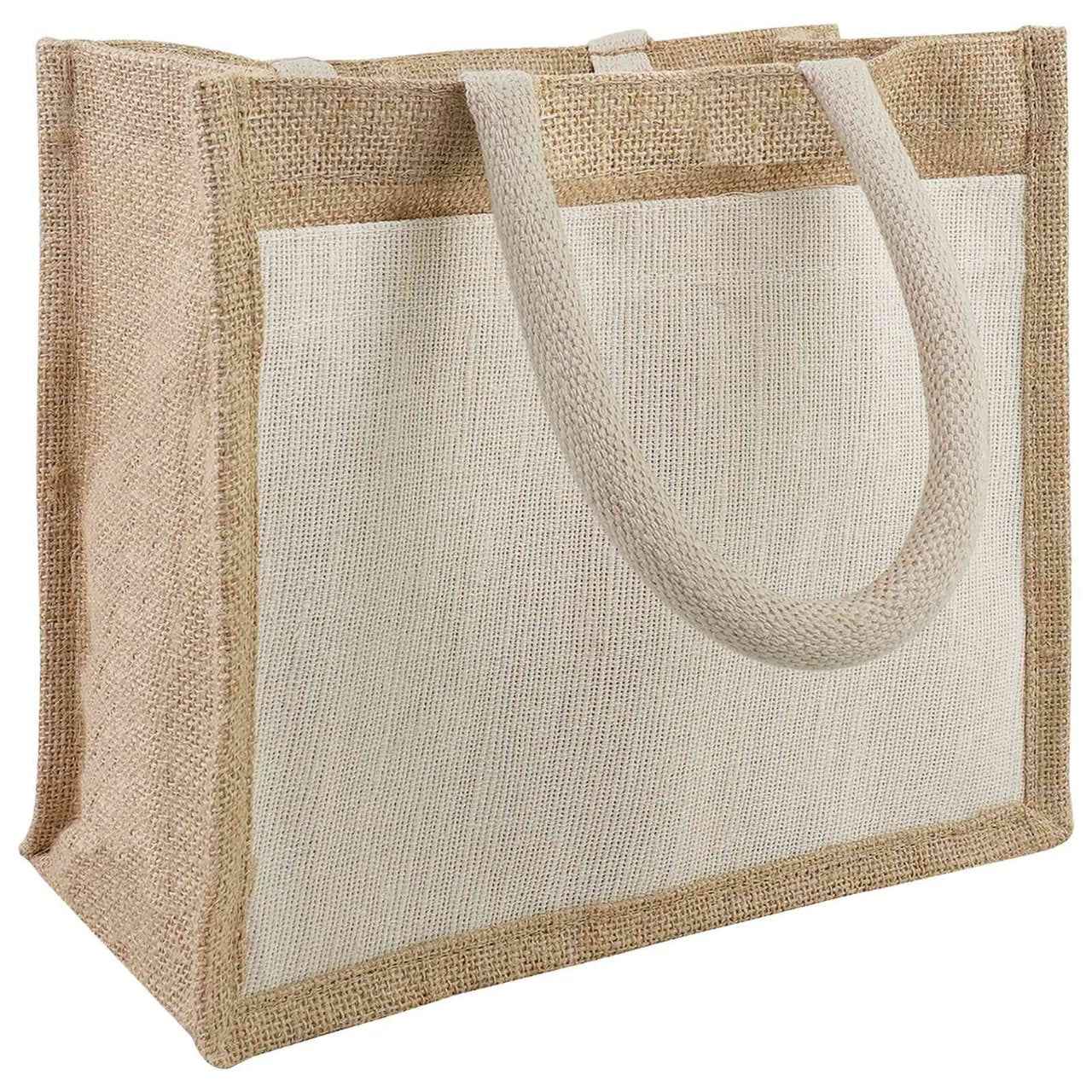 vidaXL Jute handtassen met zak 5 Natuurlijk en Wit 26 x 22 x 14 cm