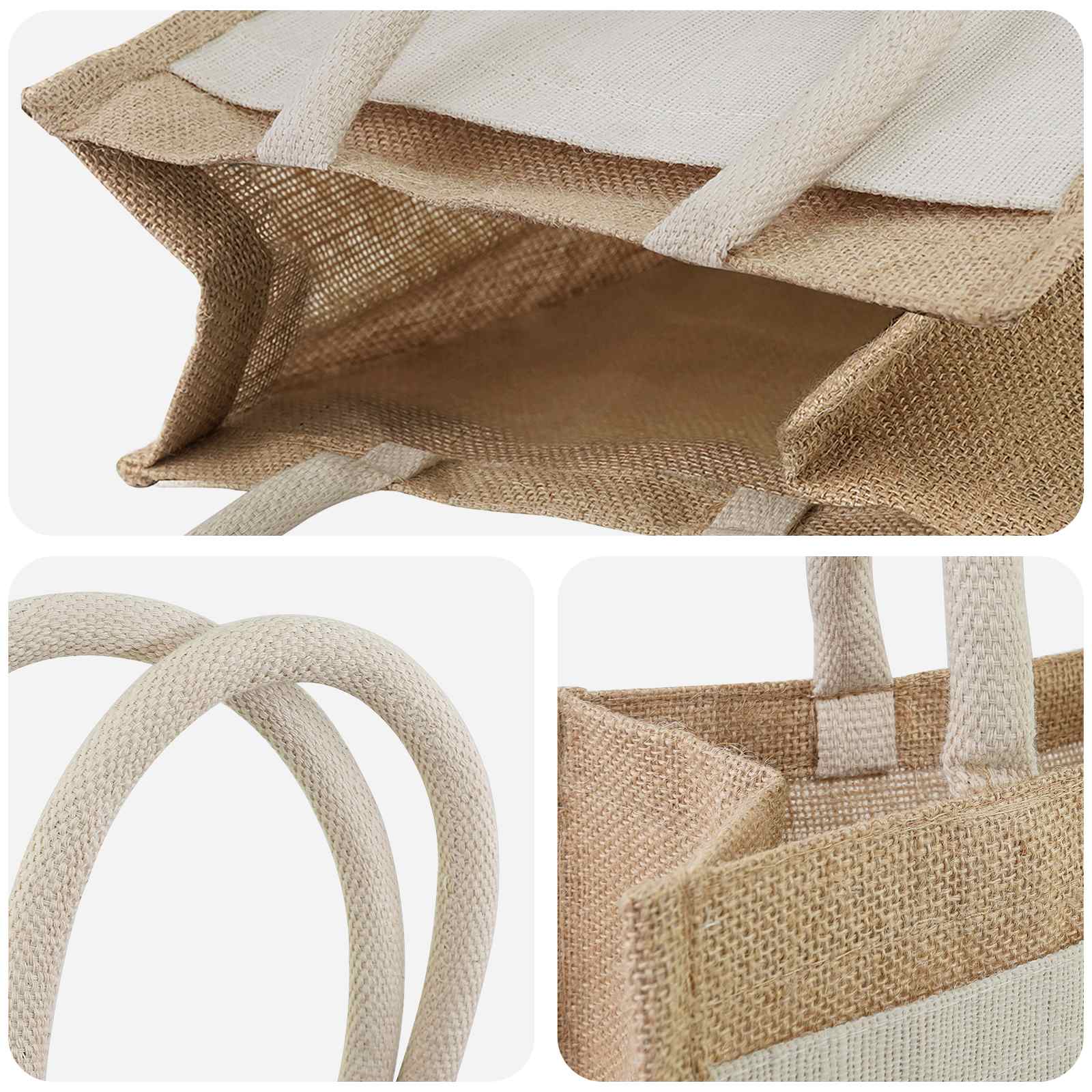 vidaXL Jute handtassen met zak 5 Natuurlijk en Wit 26 x 22 x 14 cm