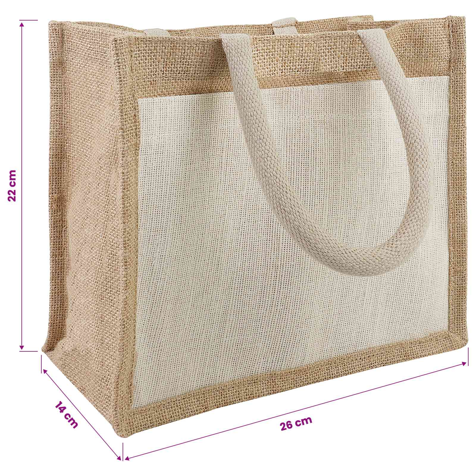 vidaXL Jute handtassen met zak 5 Natuurlijk en Wit 26 x 22 x 14 cm
