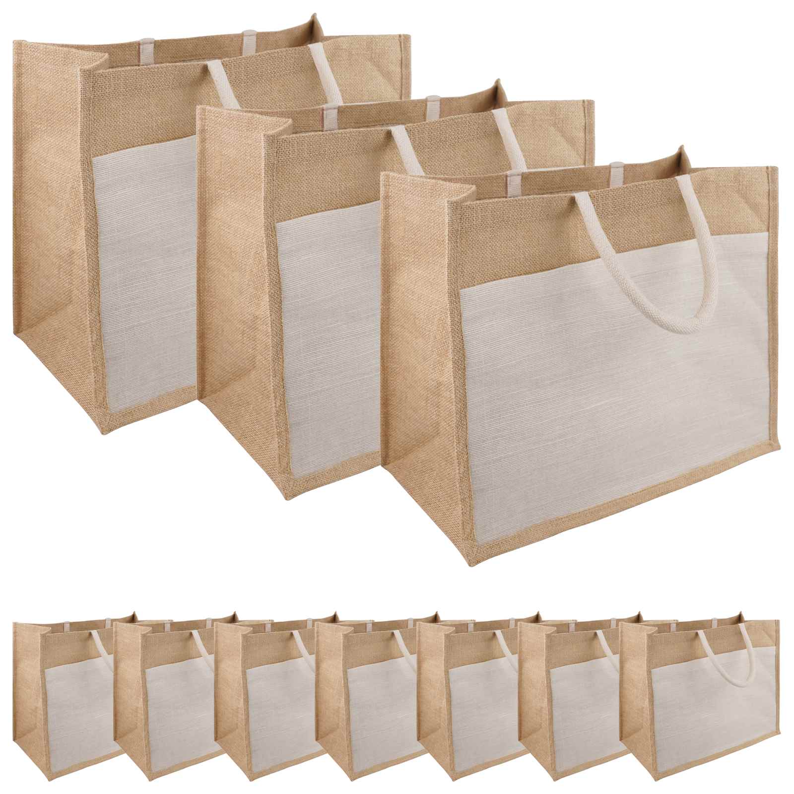 vidaXL Jute handtassen met zak 5 Natuurlijk en Wit 26 x 22 x 14 cm