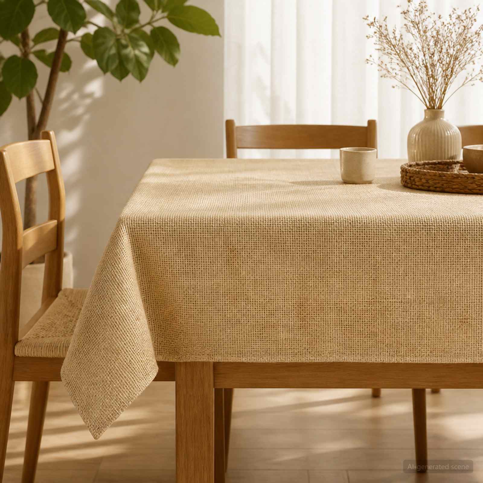 vidaXL Jute tafelkleed Naturel 140 x 140 cm 100% Tossa Jute