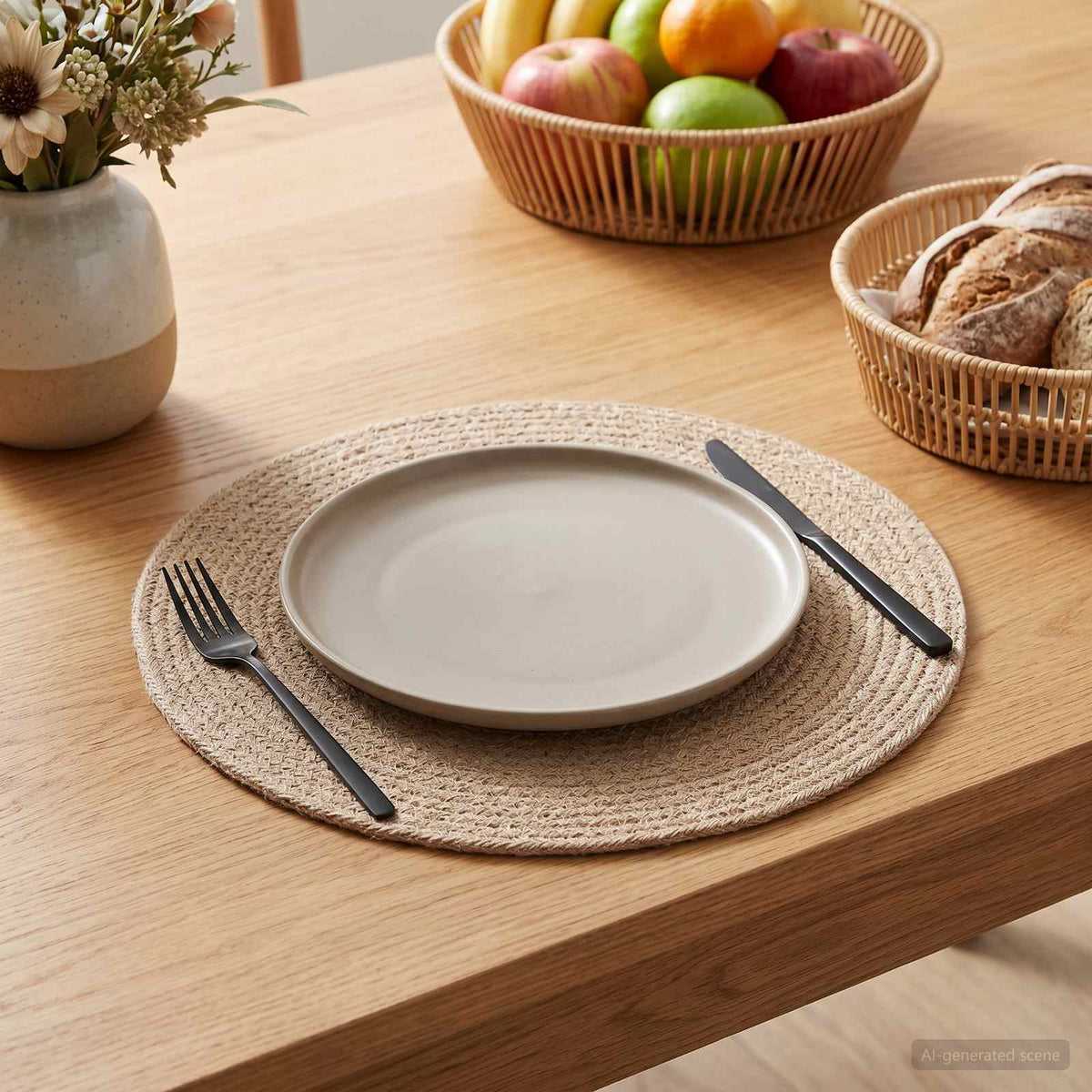 vidaXL Jute placematten 4 pcs Naturel Ø 30 cm 100% Tossa Jute