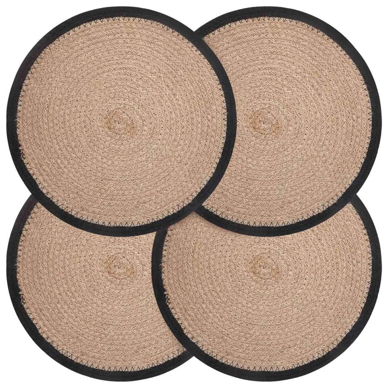 vidaXL Jute placematten 4 st Naturel en Zwart 100% Tossa Jute