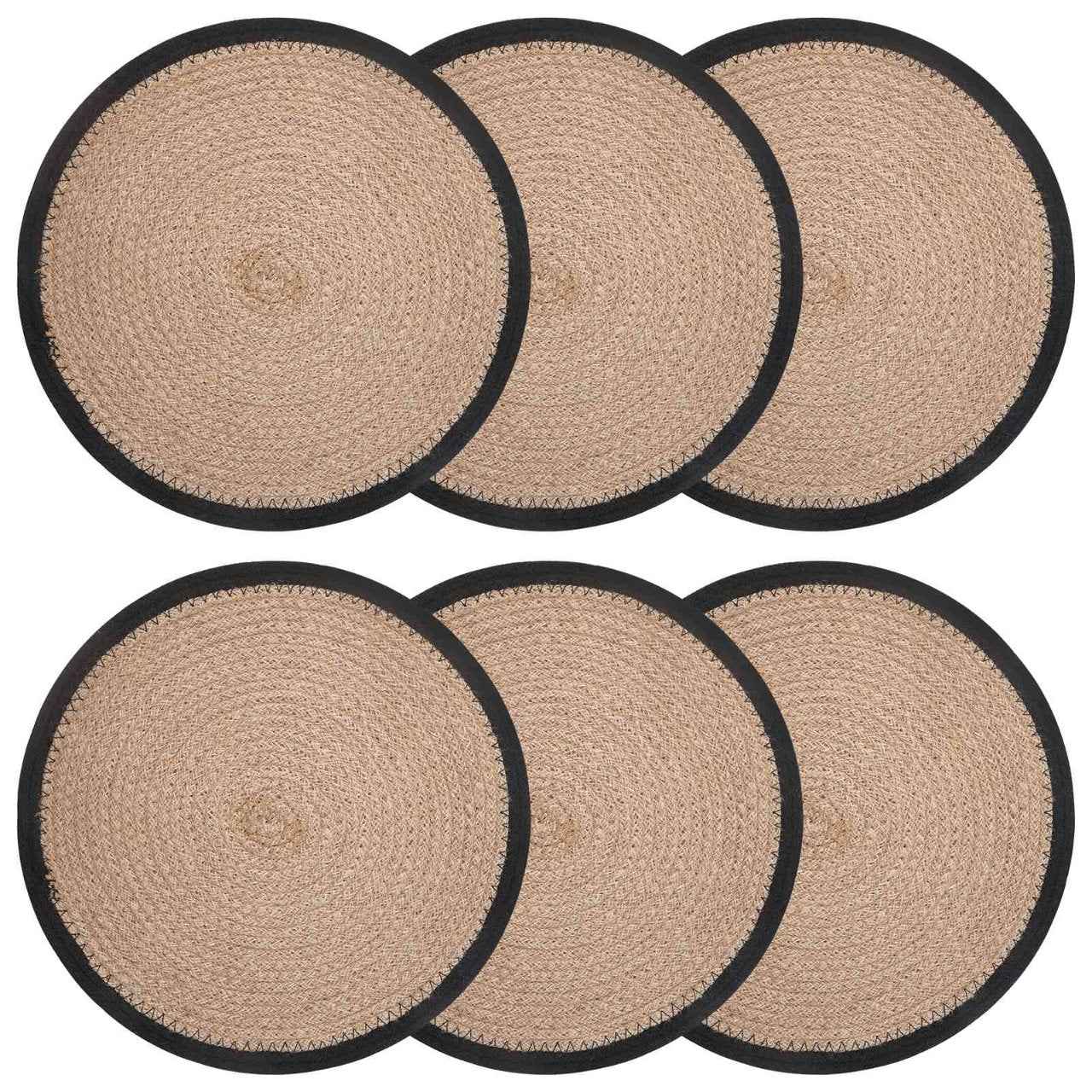 vidaXL Jute placematten 4 st Naturel en Zwart 100% Tossa Jute