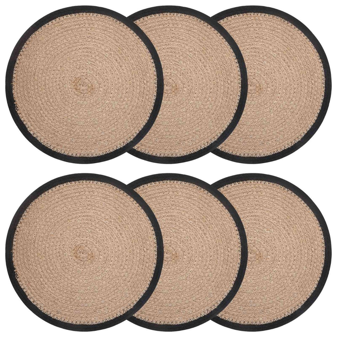 vidaXL Jute placematten 4 st Naturel en Zwart 100% Tossa Jute