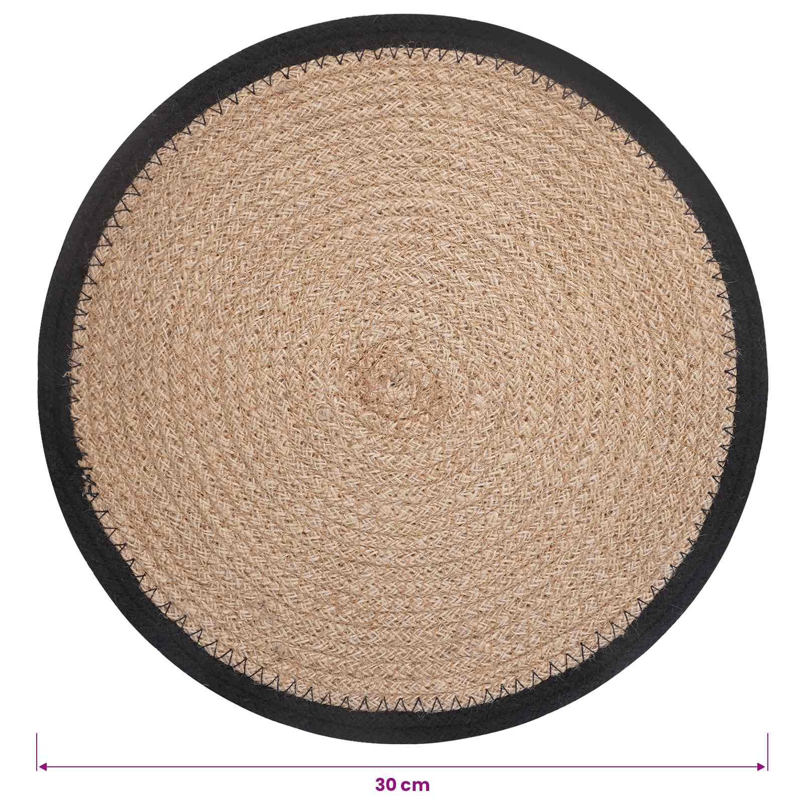 vidaXL Jute placematten 4 st Naturel en Zwart 100% Tossa Jute