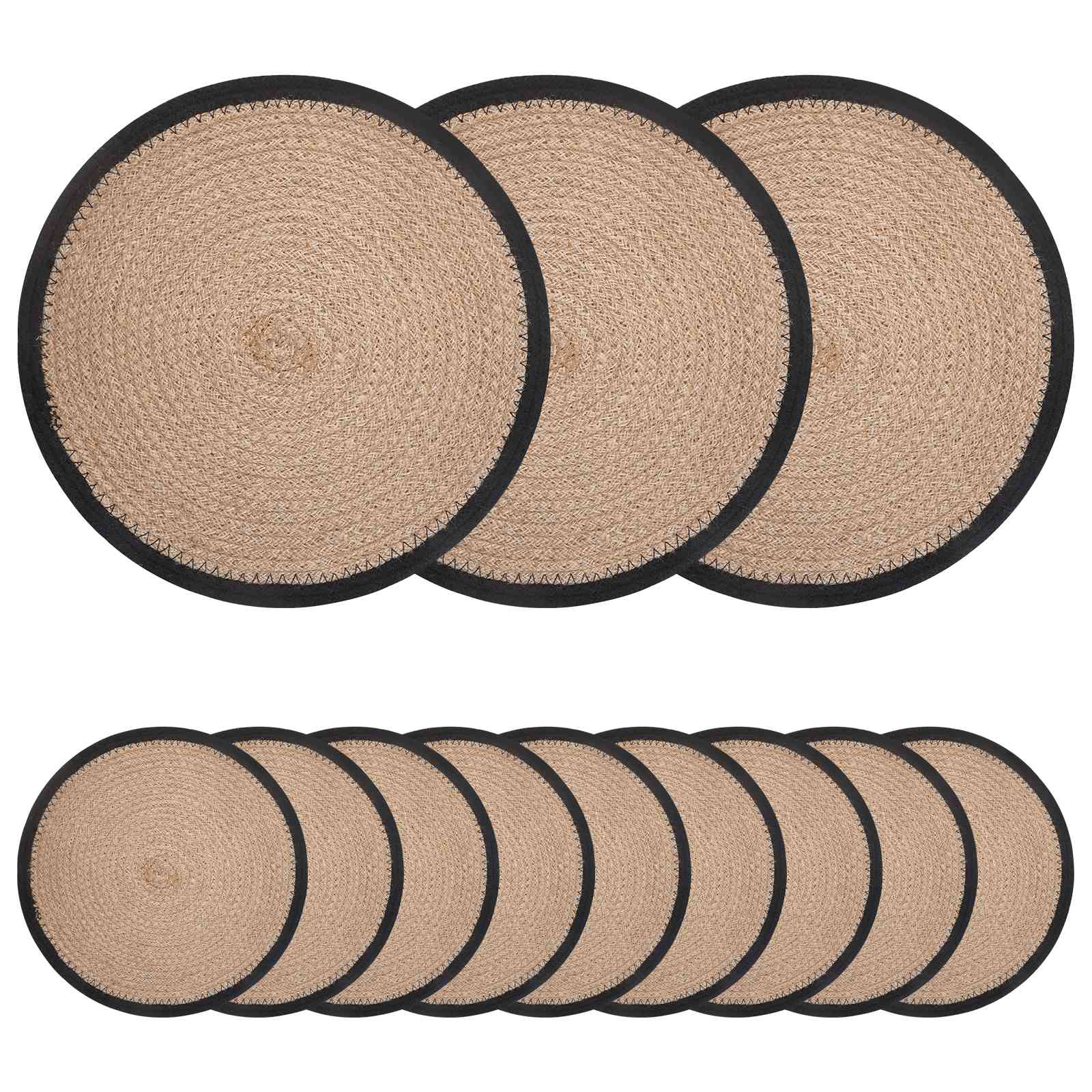 vidaXL Jute placematten 4 st Naturel en Zwart 100% Tossa Jute